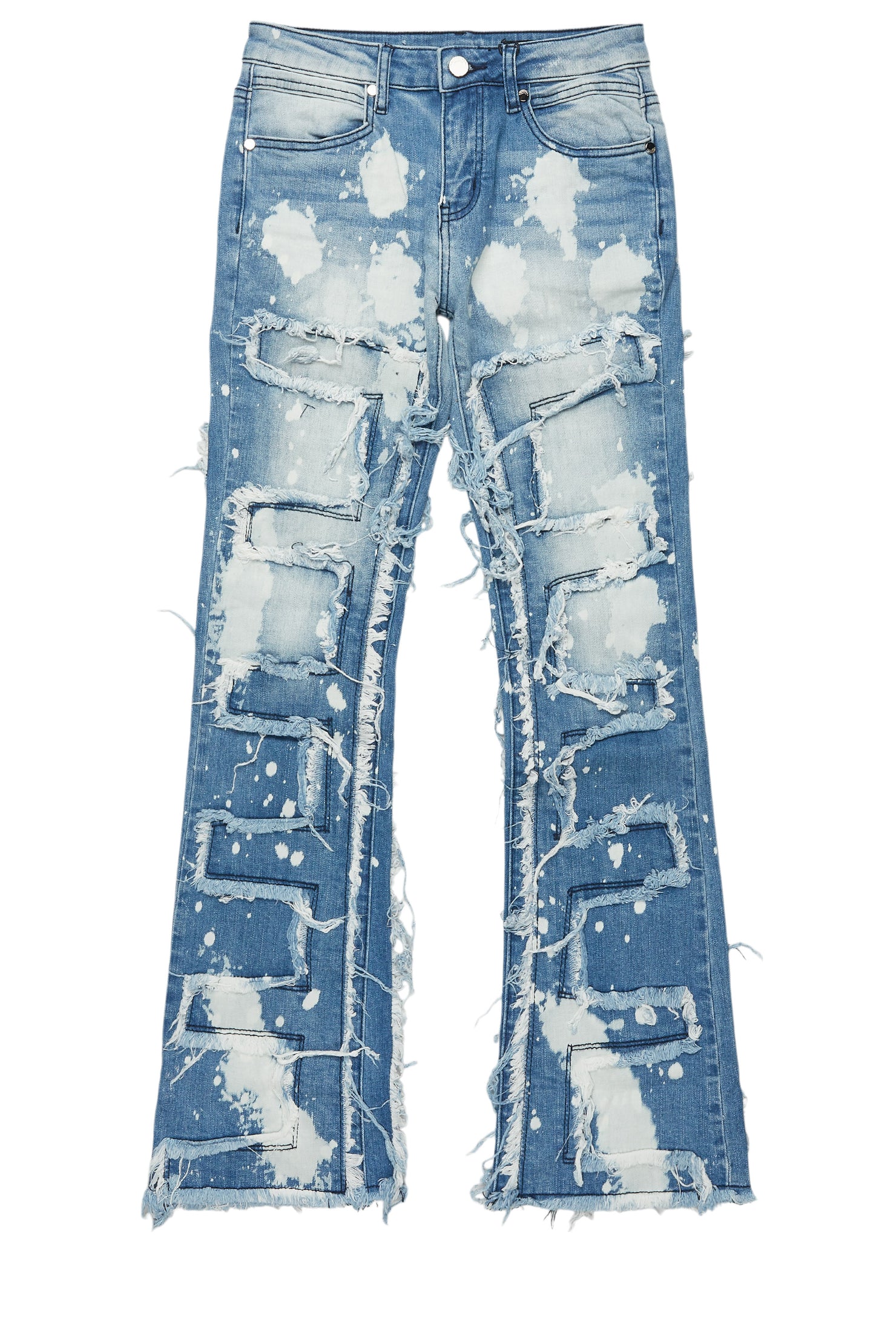 Boys Laban Light Blue Bleach Slim Stacked Flare Jean