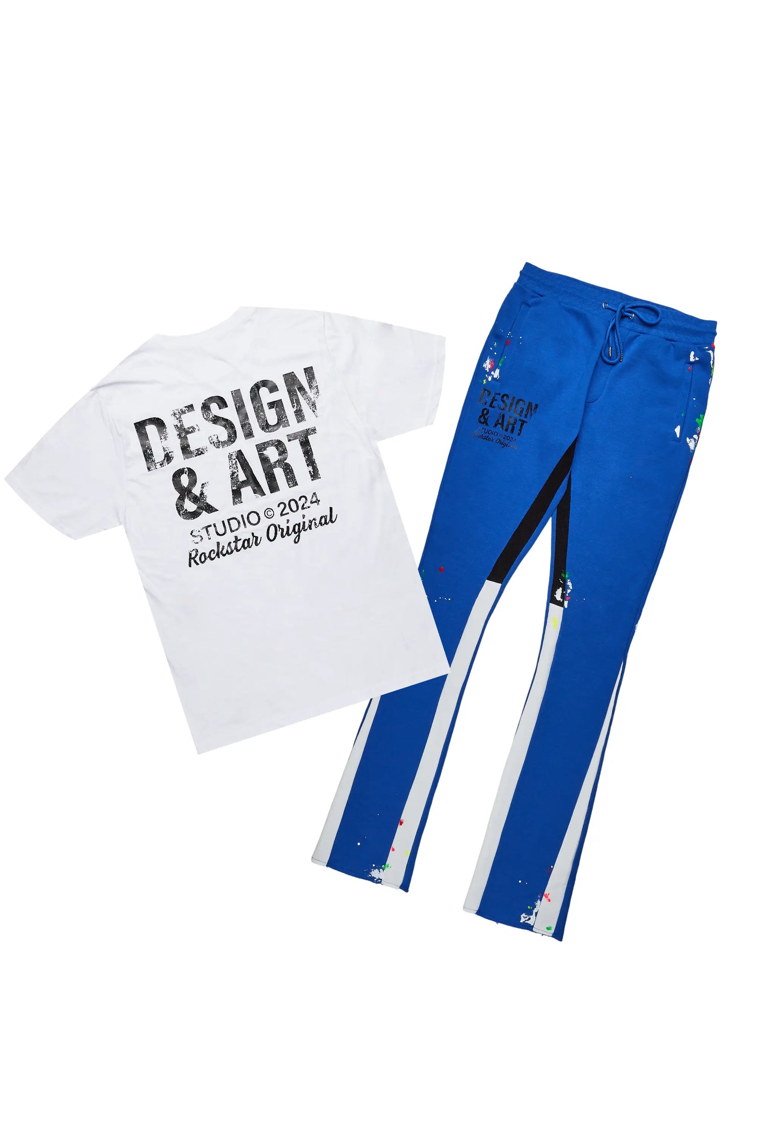 Mancha White/Blue T-Shirt Stacked Flare Track Set