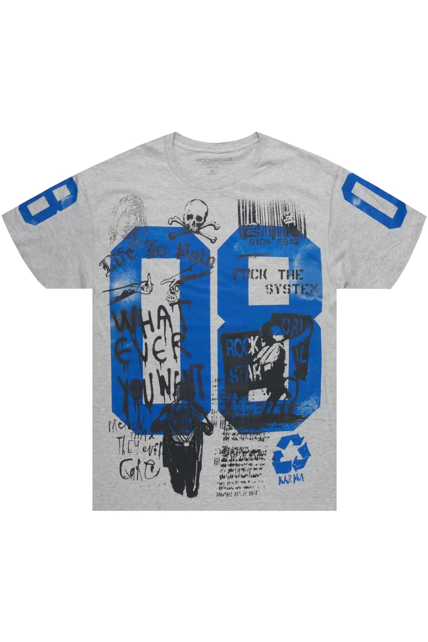 Grill 3.0 Heather Grey Oversized Graphic T-Shirt