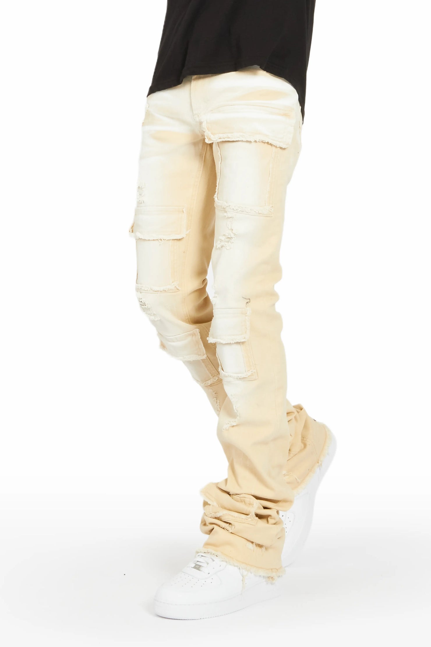 Grant Beige Super Stacked Flare Jean