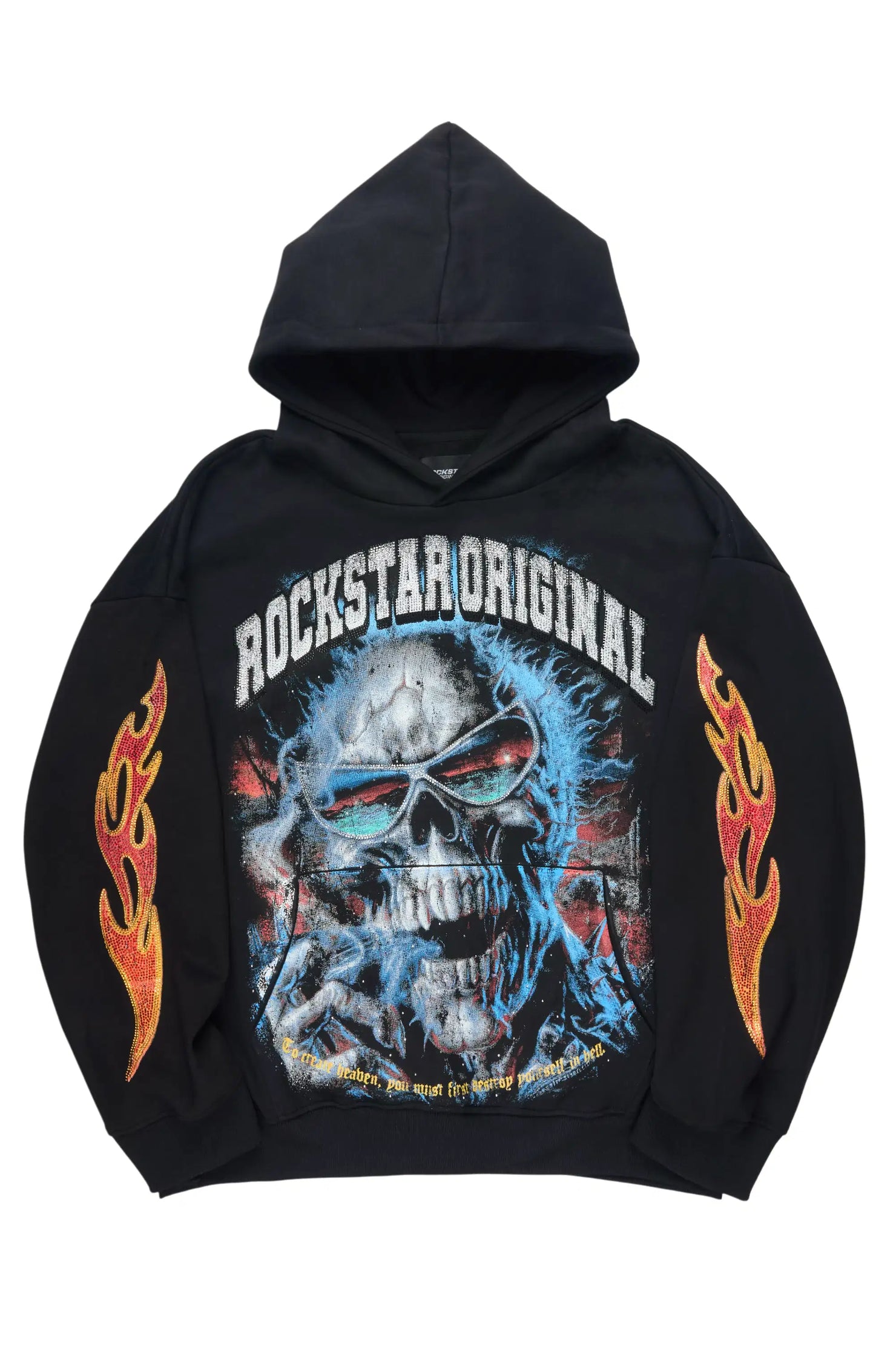 Slate Black Rhinestone Oversized Hoodie
