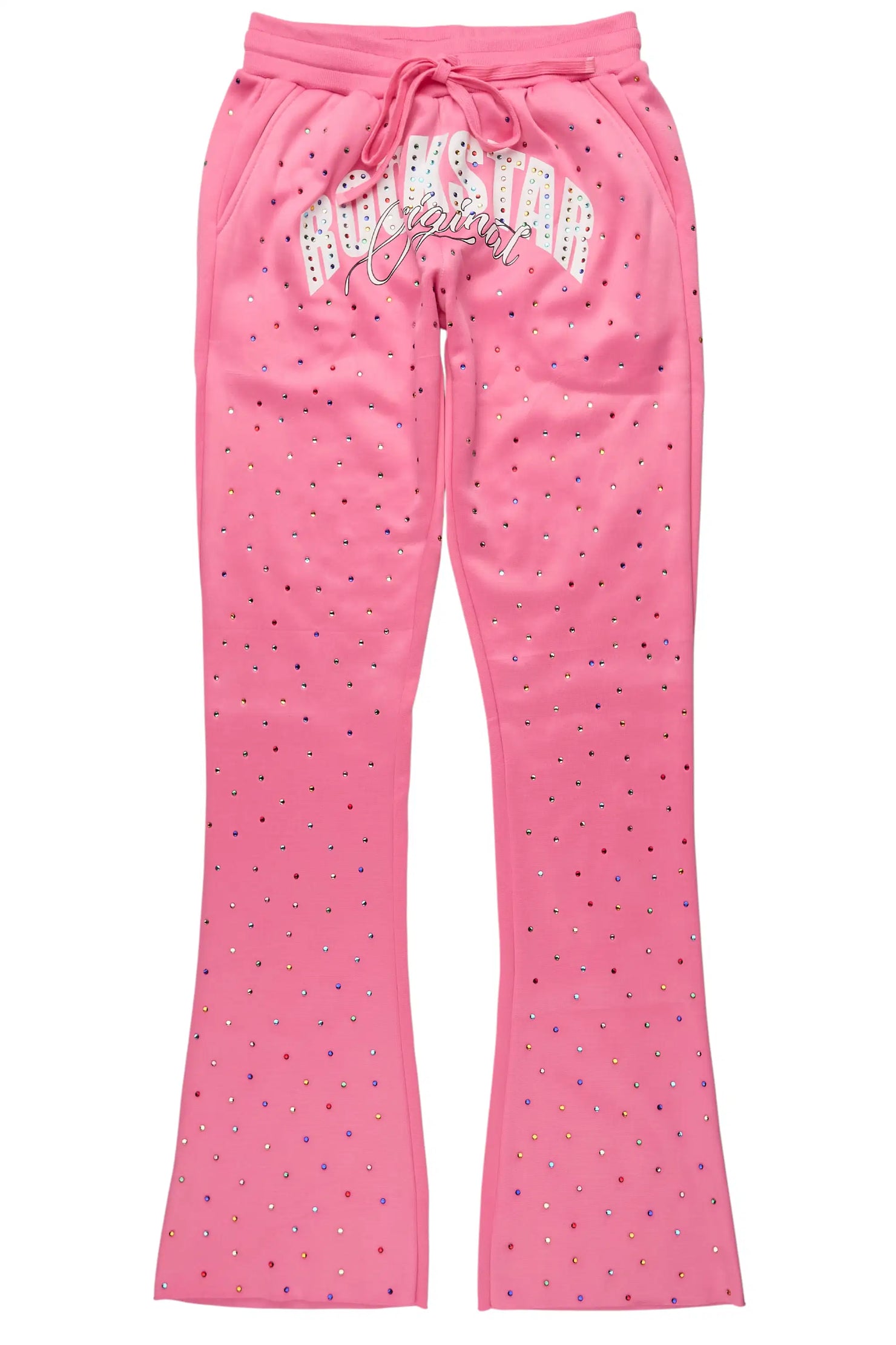 Franchesca Pink Rhinestone Stacked Track Pant