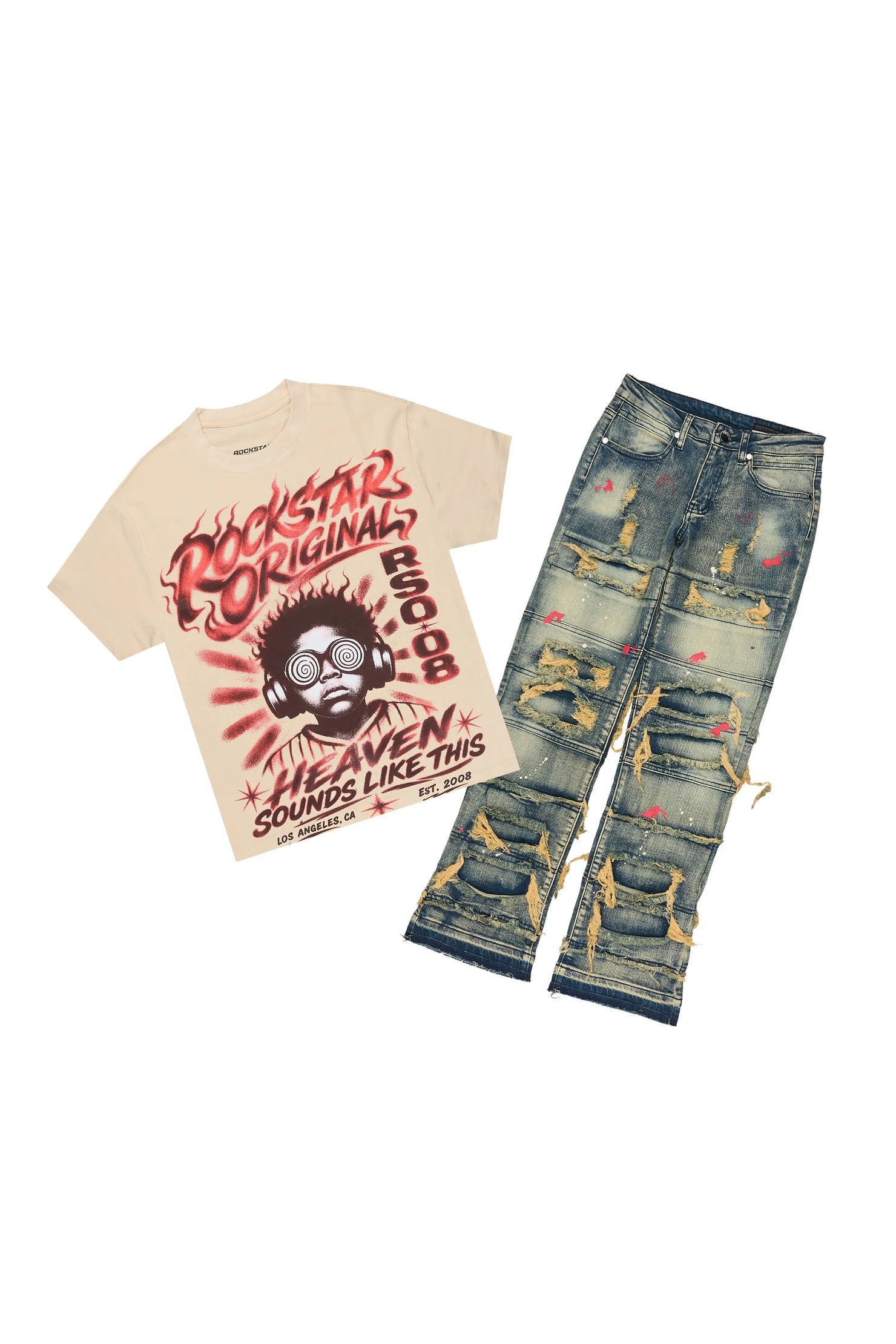 Boys Loom 2.0 Sand/Tint Graphic T-Shirt Stacked Painter Jean Set