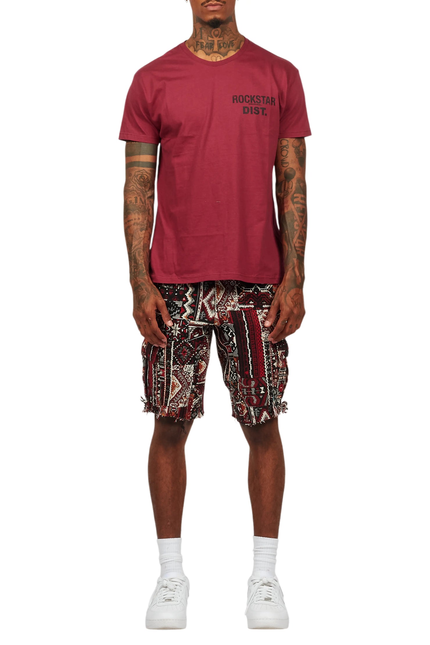 Lake Burgundy/Black T-Shirt/Tapestry Short Set