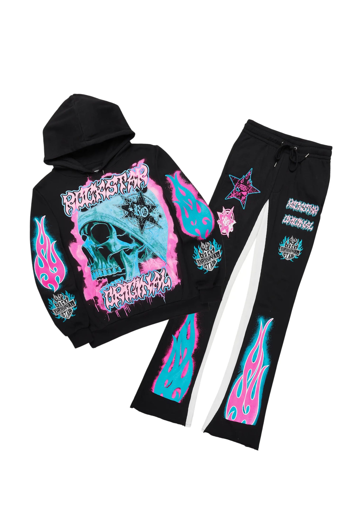 Adkin Black Hoodie/Baggy Track Pant Set