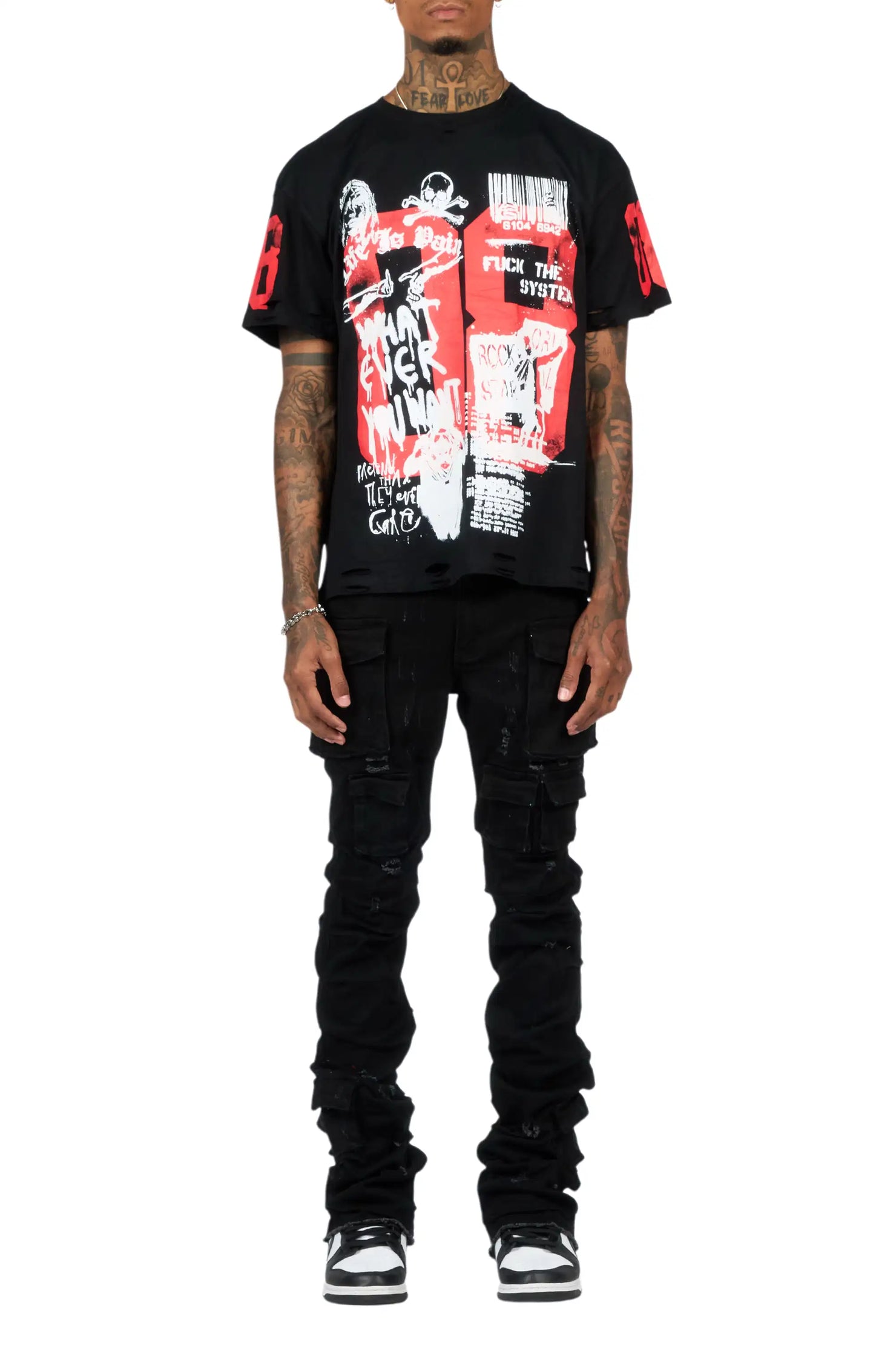Grill Black T-Shirt/Stacked Flare Jean Bundle