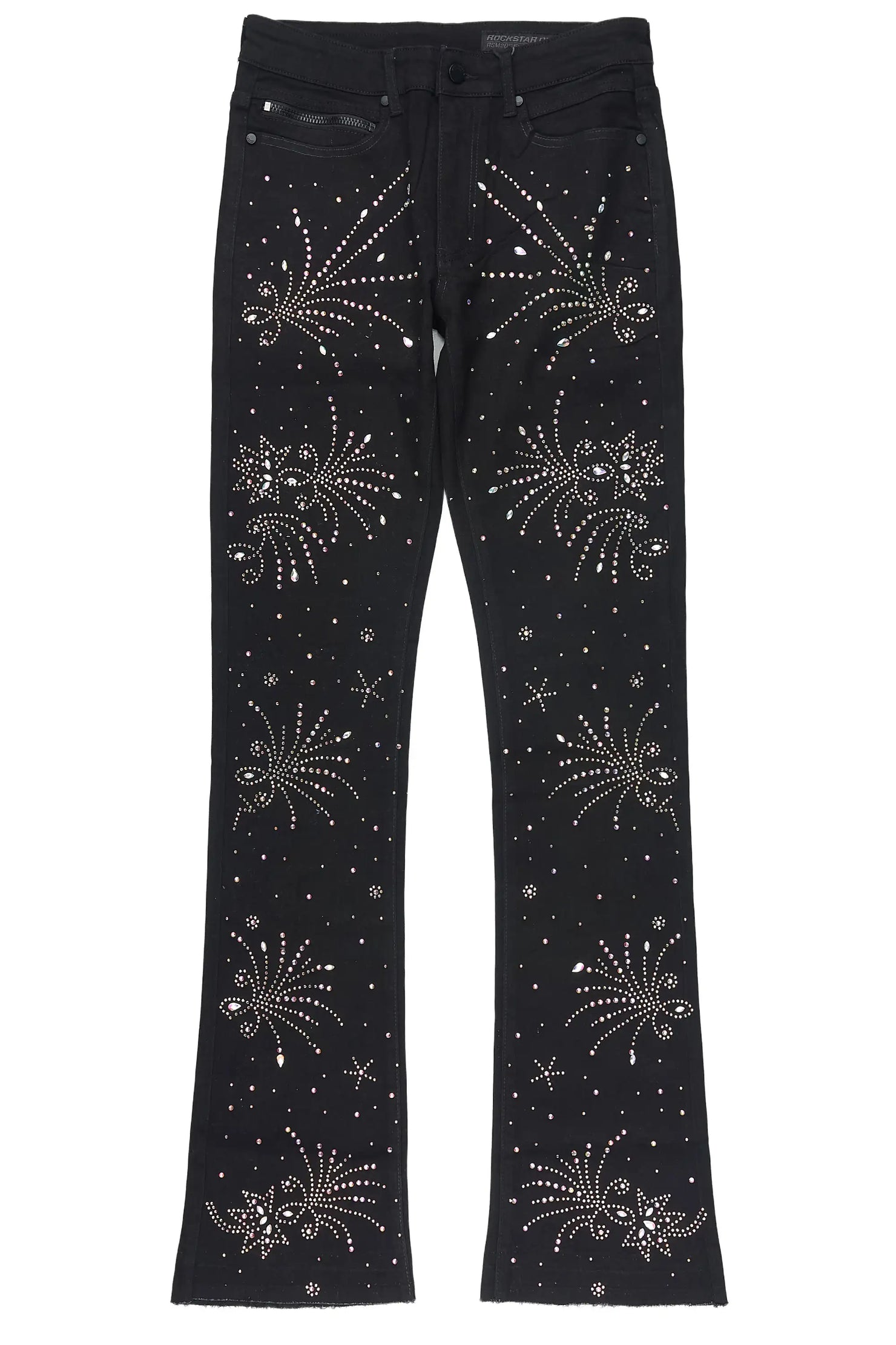 Firework Black Rhinestone Stacked Fit Jean