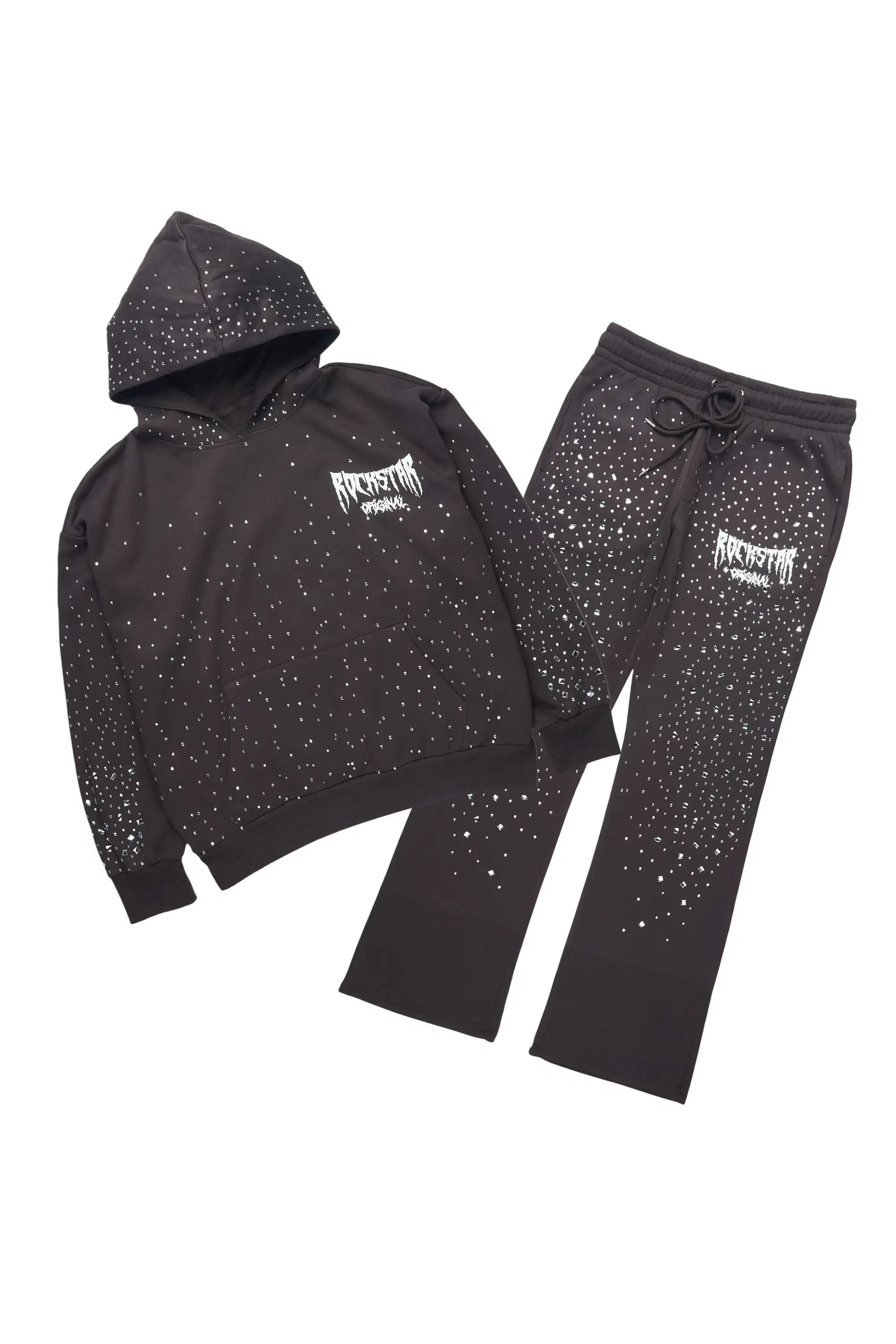 Twinkle Iron/Clear Rhinestone Hoodie Relaxed Track Set
