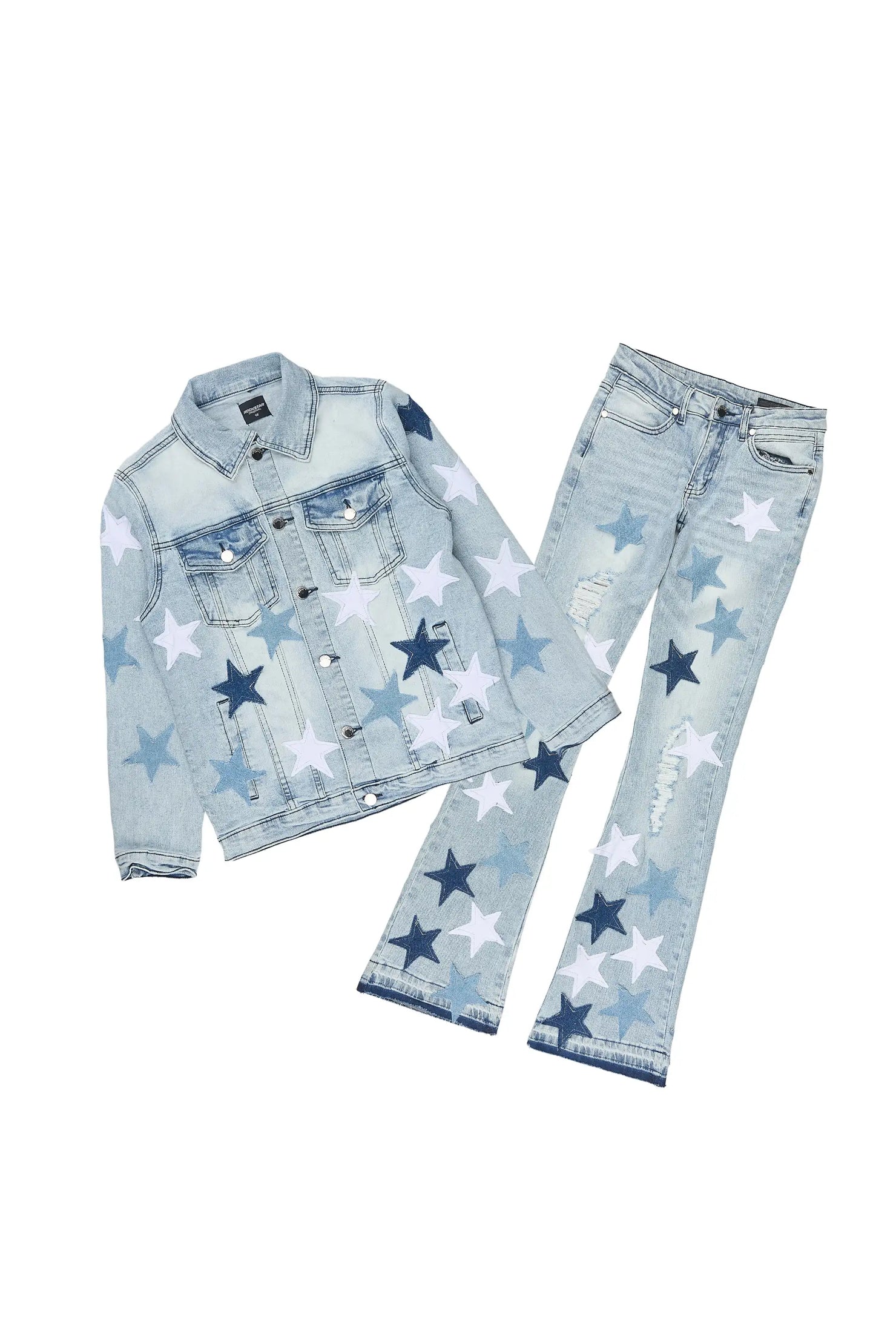 Boys Starlane Light Wash Denim Jacket & Starlane Stacked Jean Set