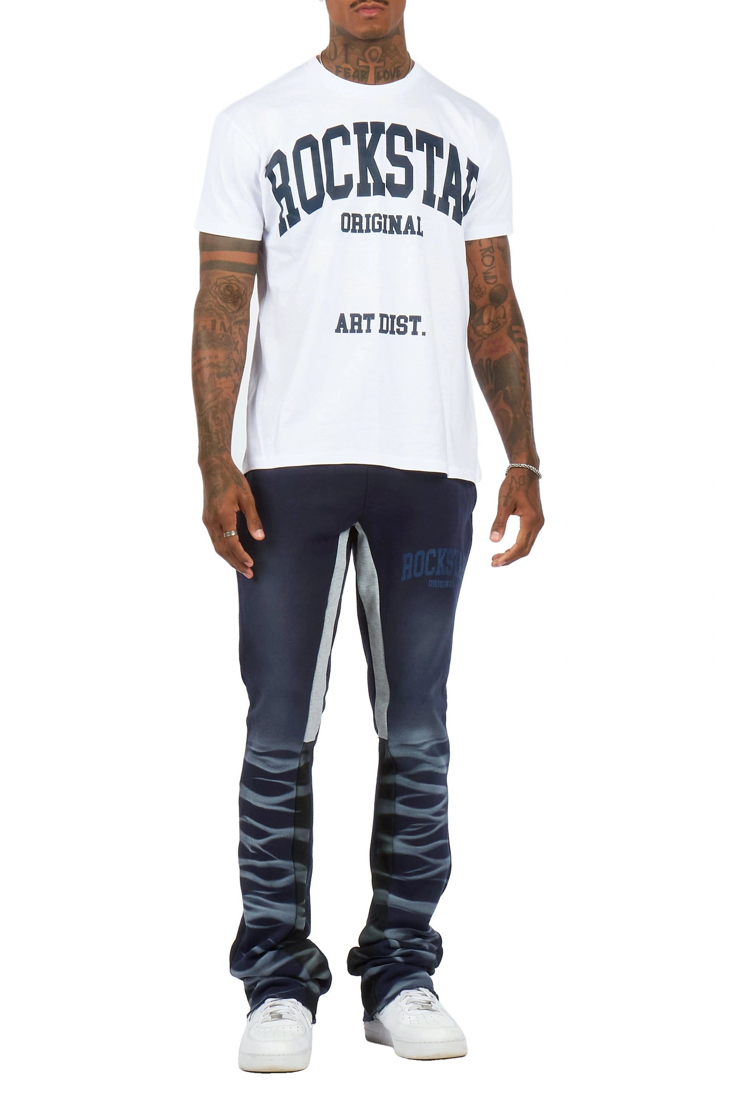 Nelly 2.0 White/Navy T-Shirt/Relaxed Track Set