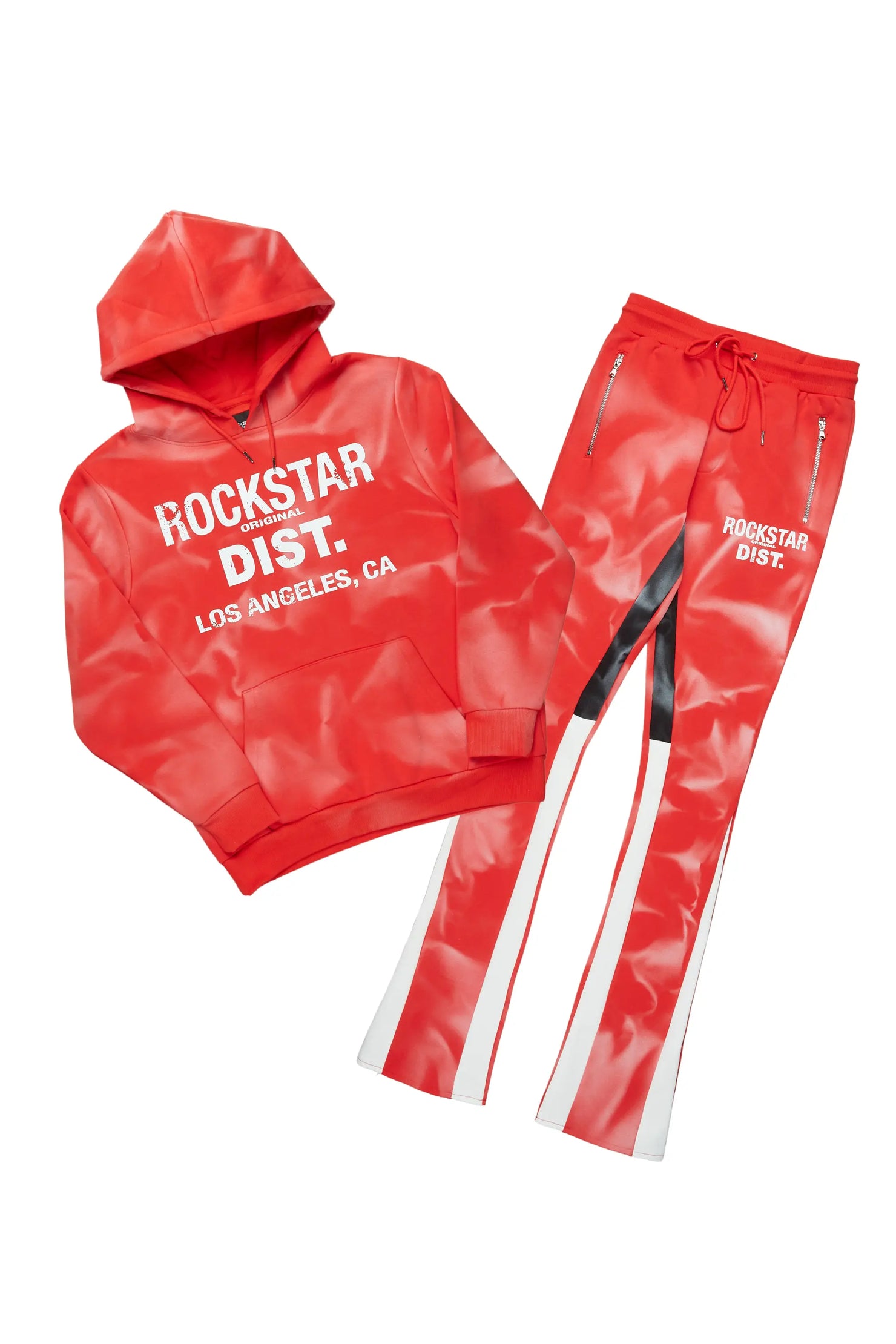 Nelly Red Hoodie Stacked Flare Track Set