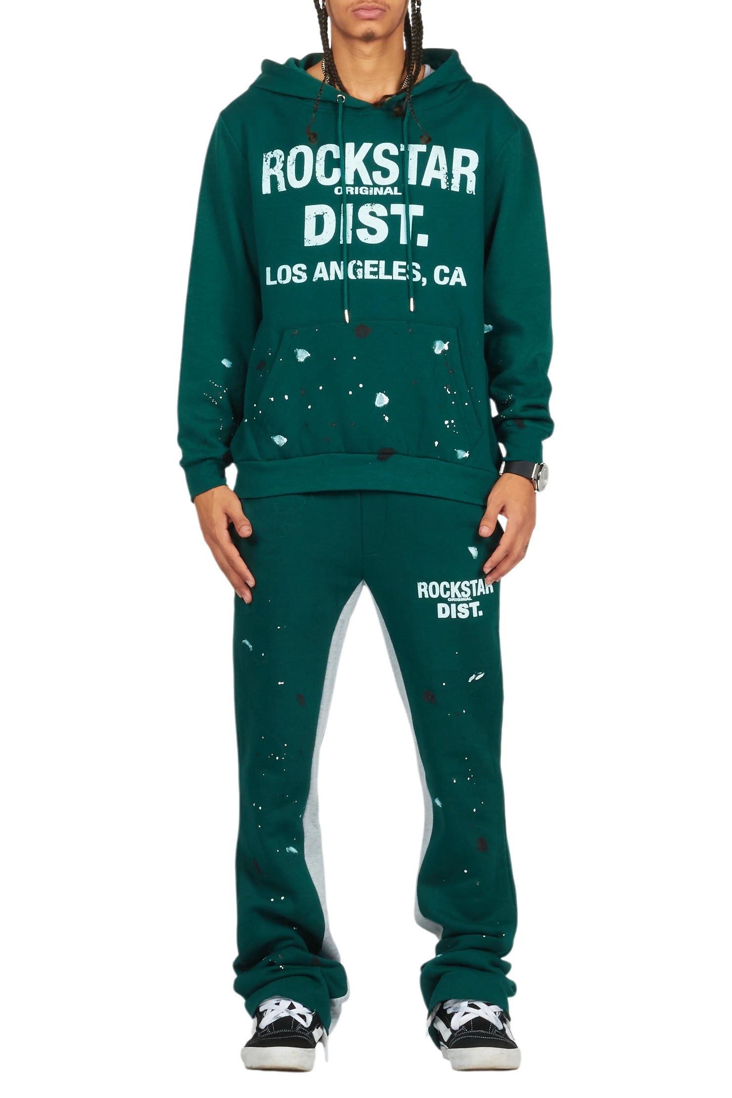Scottie Green/White Hoodie/Baggy Track Pant Set