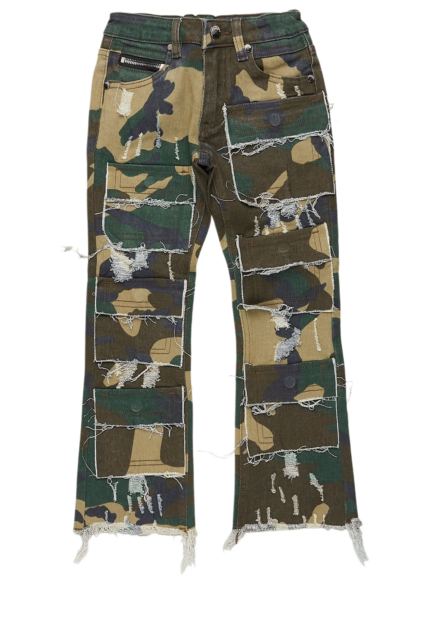 Boys Petrus Camo Stacked Flare Jean