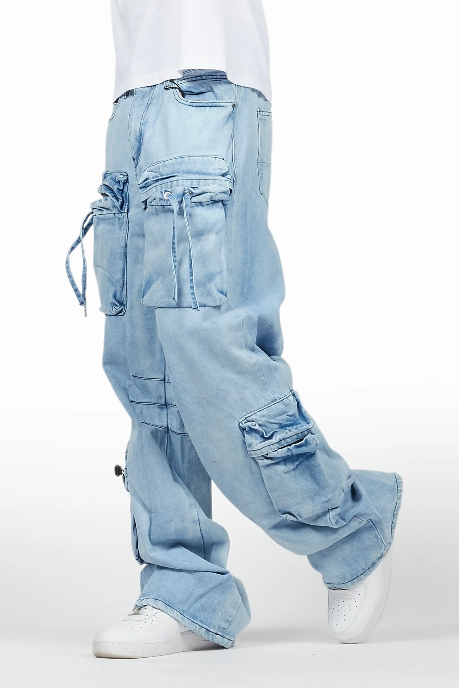 Cazer Blue Baggy Fit Cargo Jean