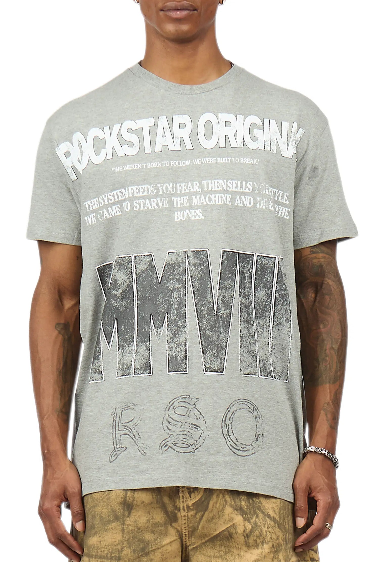 Caezor Grey Oversized Graphic T-Shirt