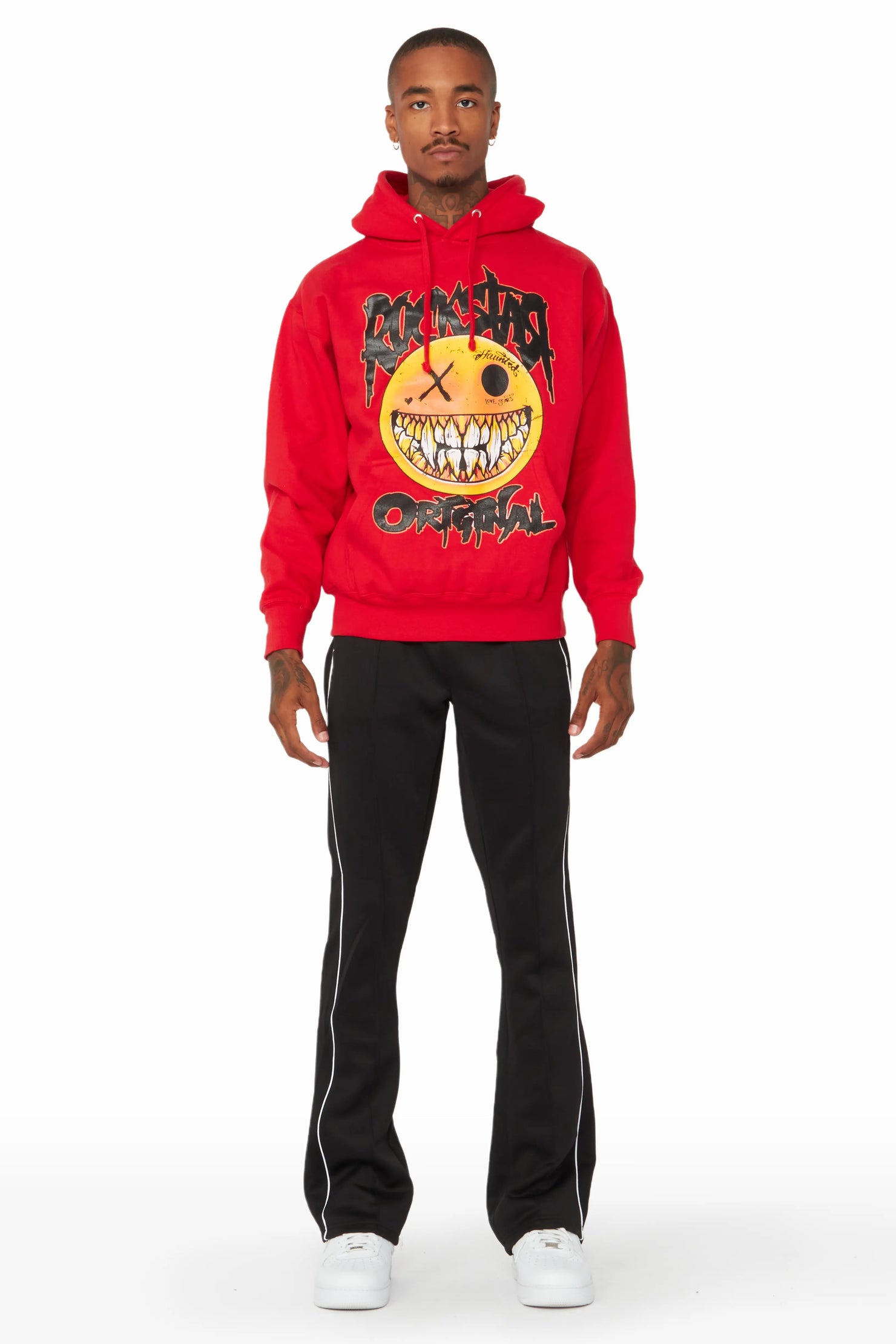 Fraust Red/Black Graphic Hoodie Track Pant Set