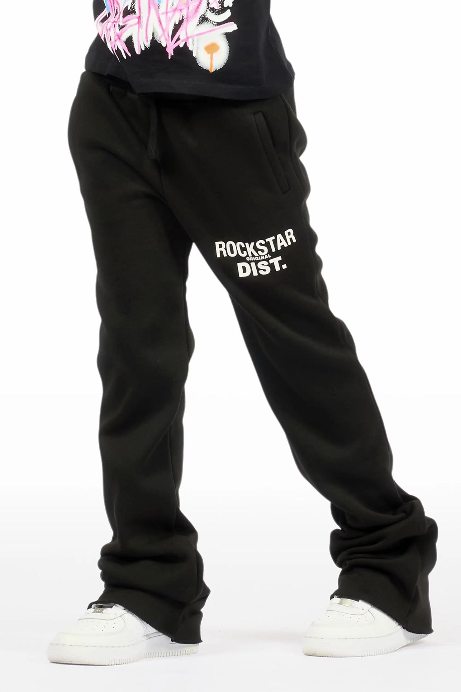 Girls Juliana Black Stacked Flare Pant