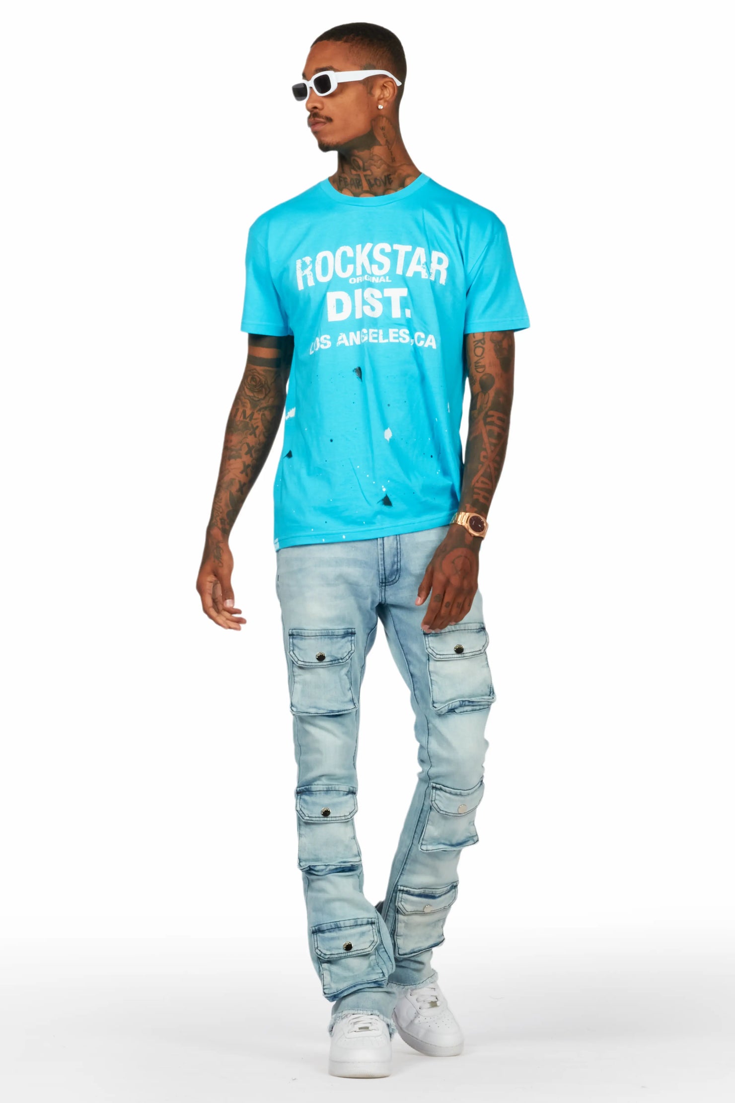 Tenzin Blue Stacked Flare Jean