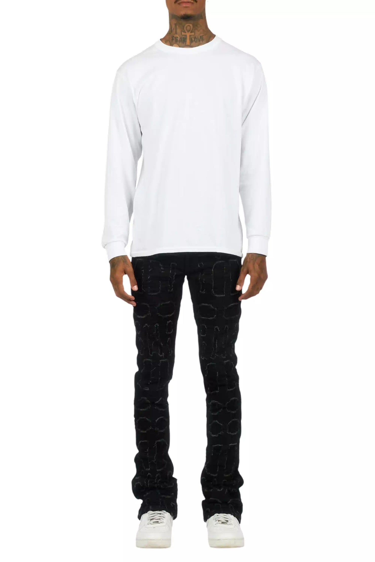 Gribo Black Stacked Flare Jean