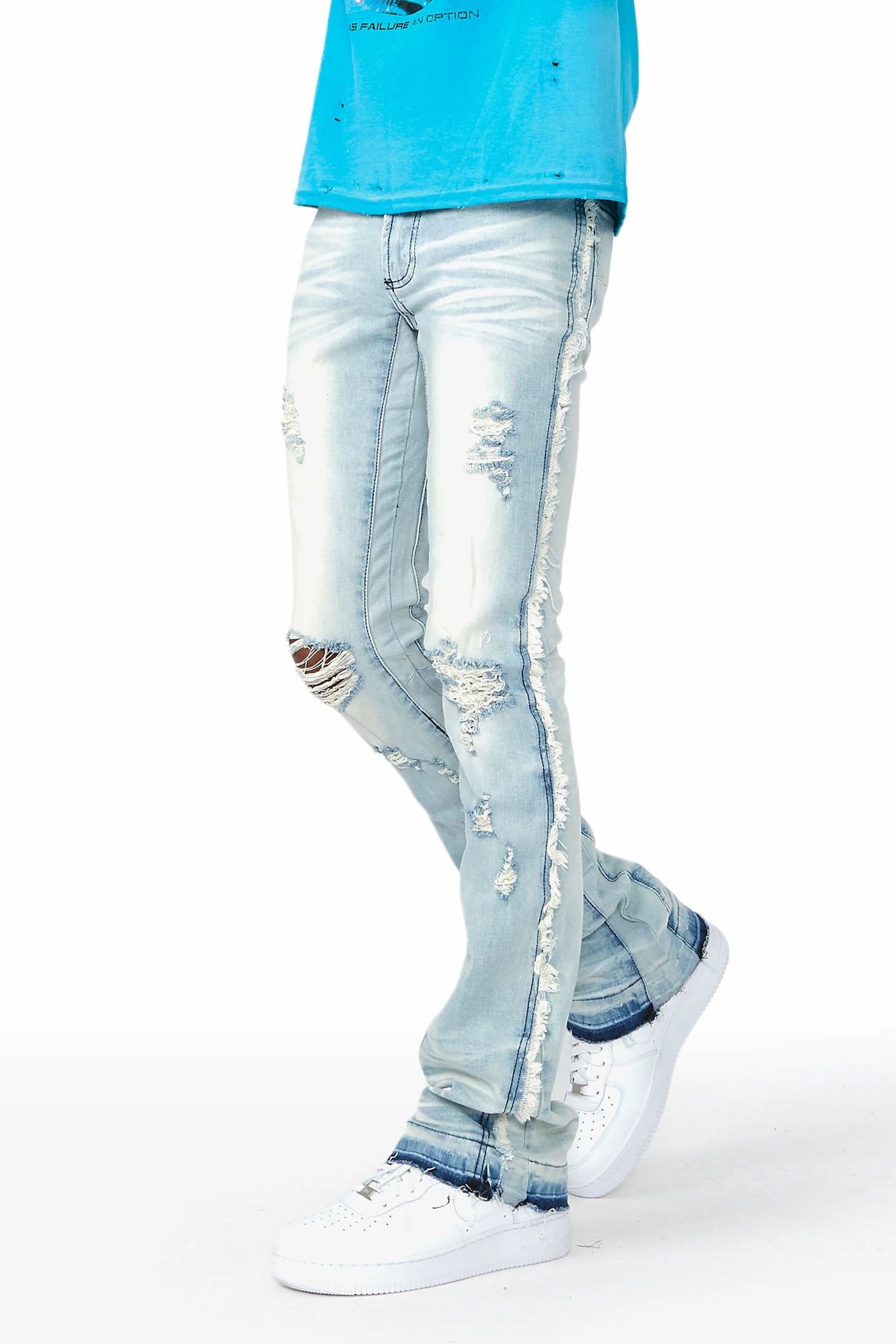 Zene Light Blue Stacked Flare Jean– Rockstar Original