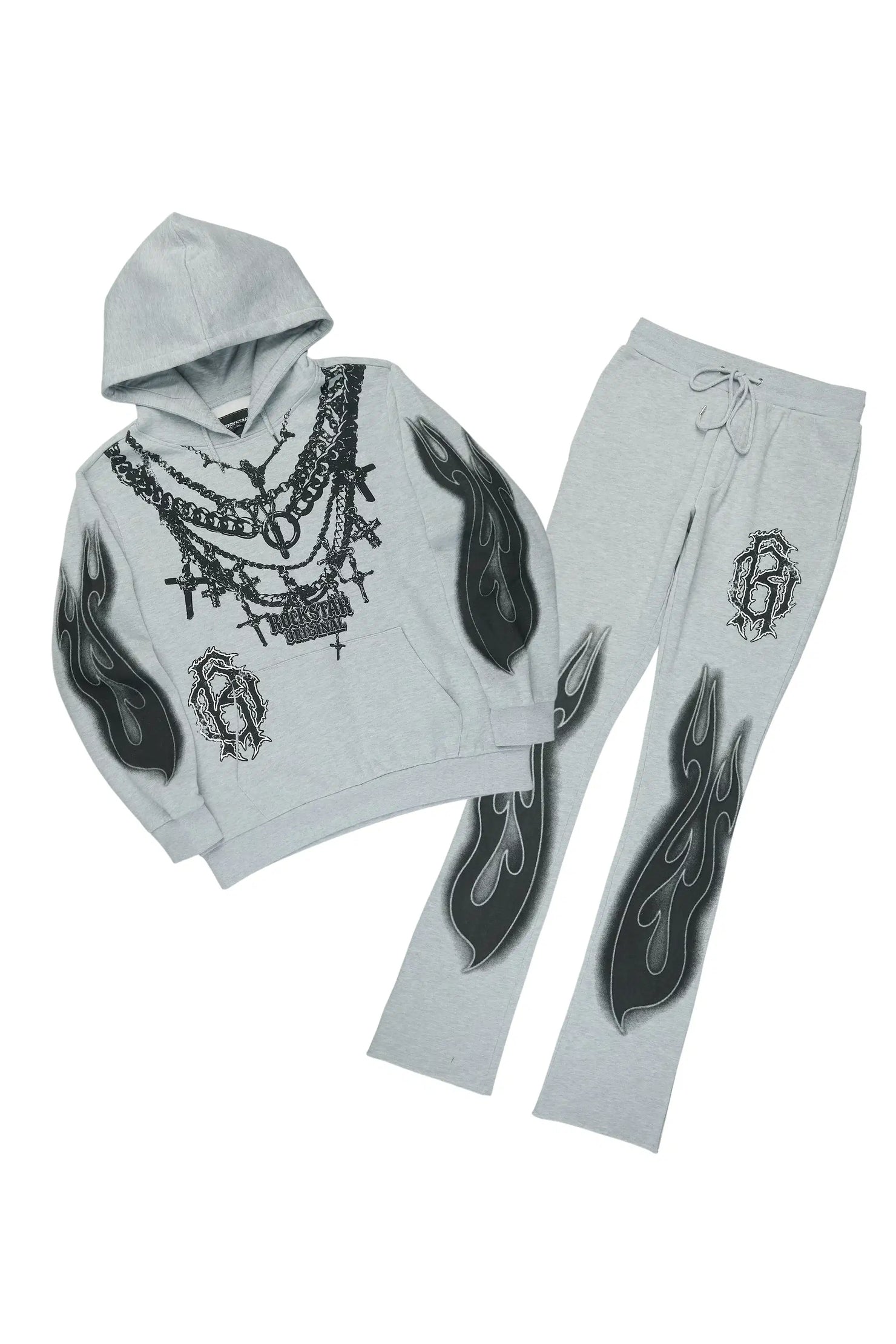 Nyro Heather Grey Hoodie/Stacked Pant Track Set
