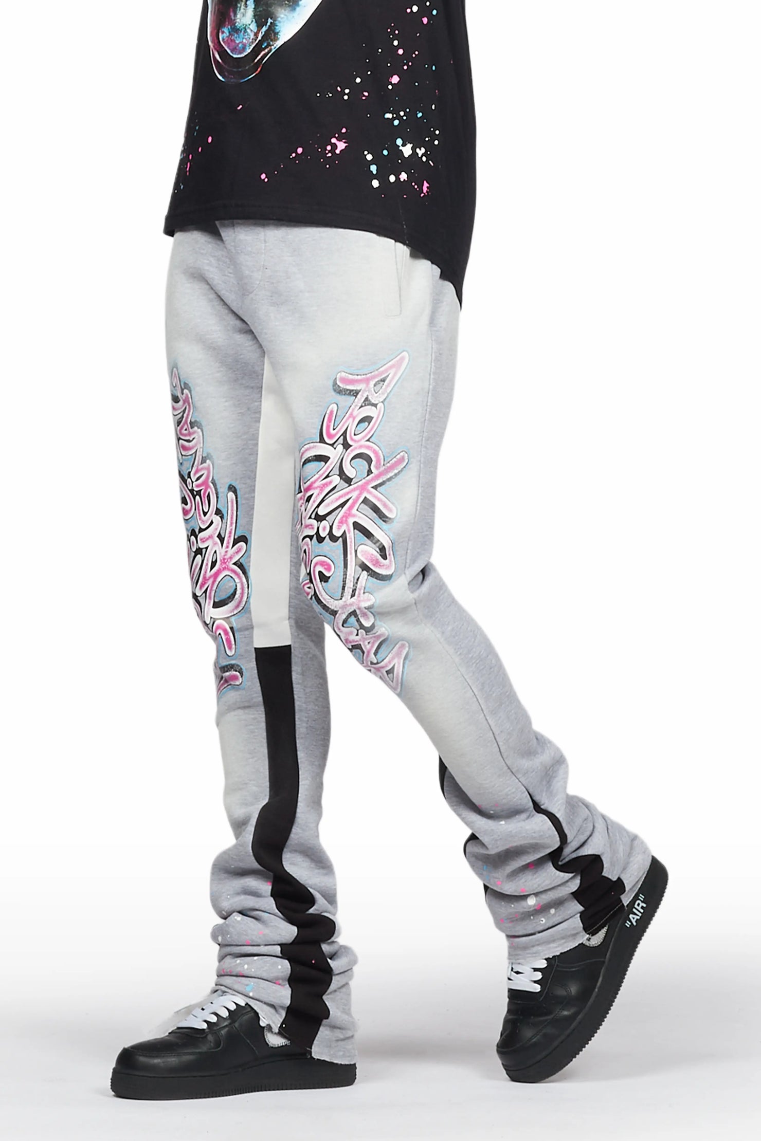 Weave Black/Grey T-Shirt Super Stacked Flare Track Set