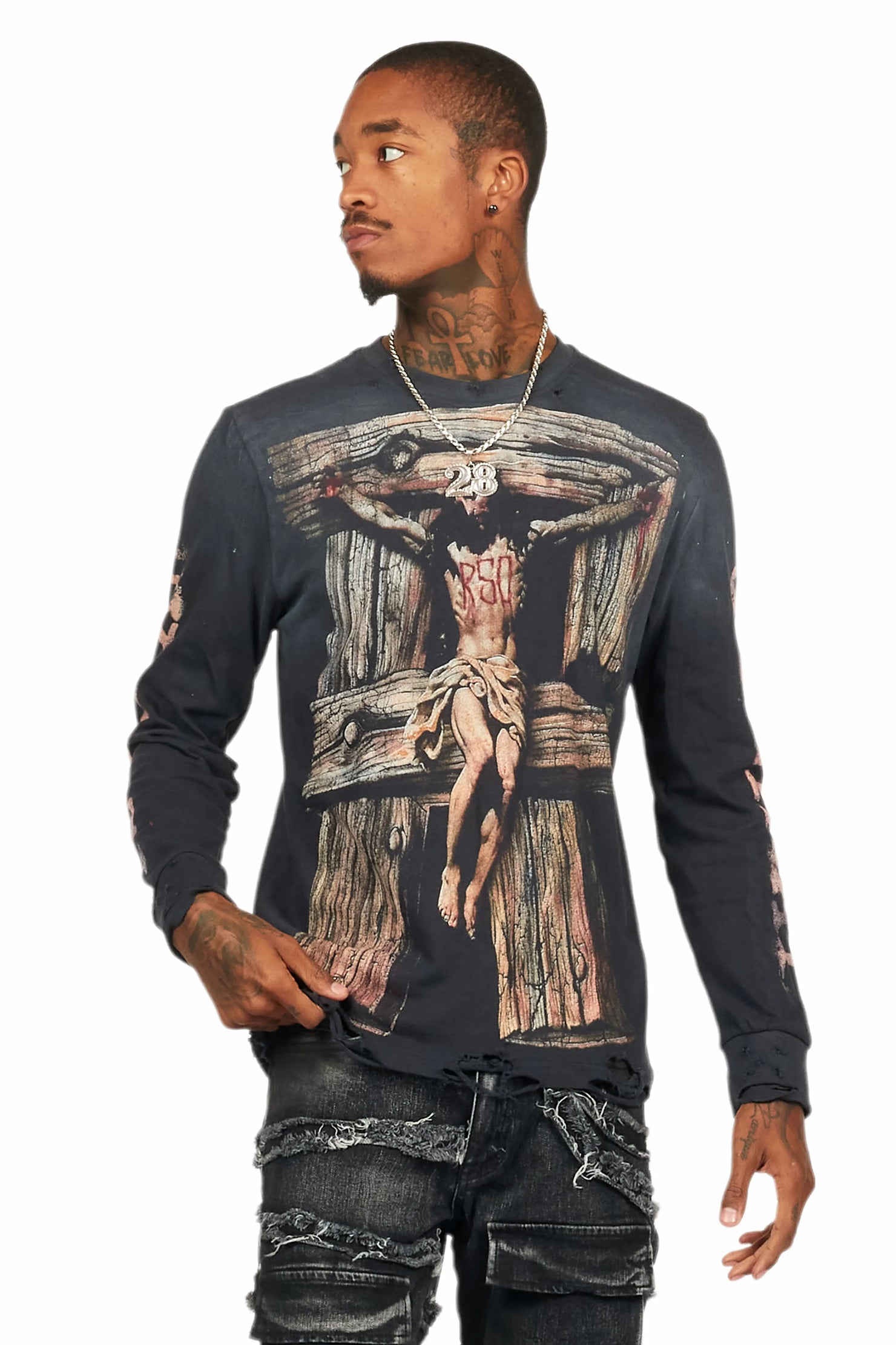 Panos Black Long Sleeve Graphic T-Shirt