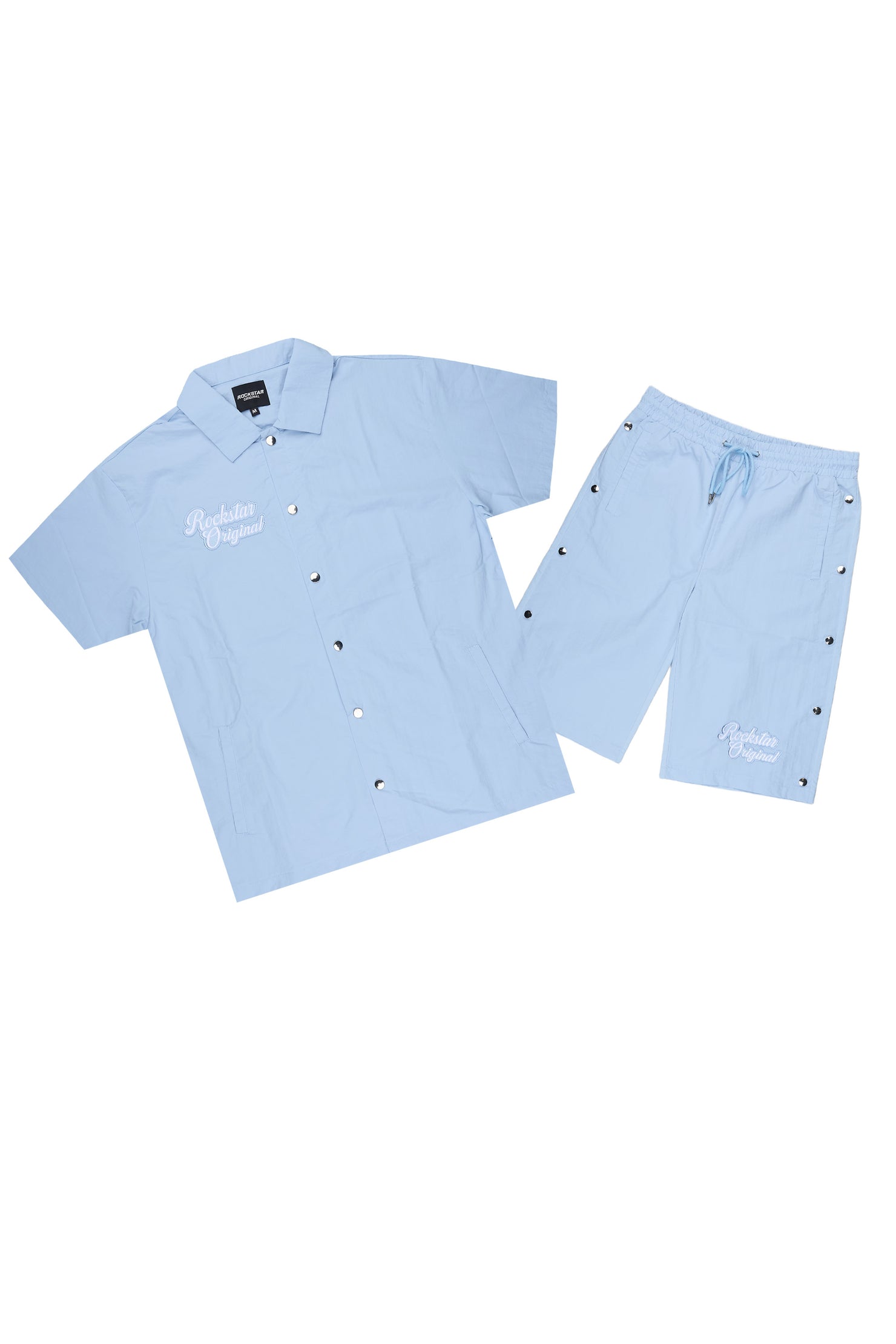 Lustro Blue Button Down Shirt/Short Set