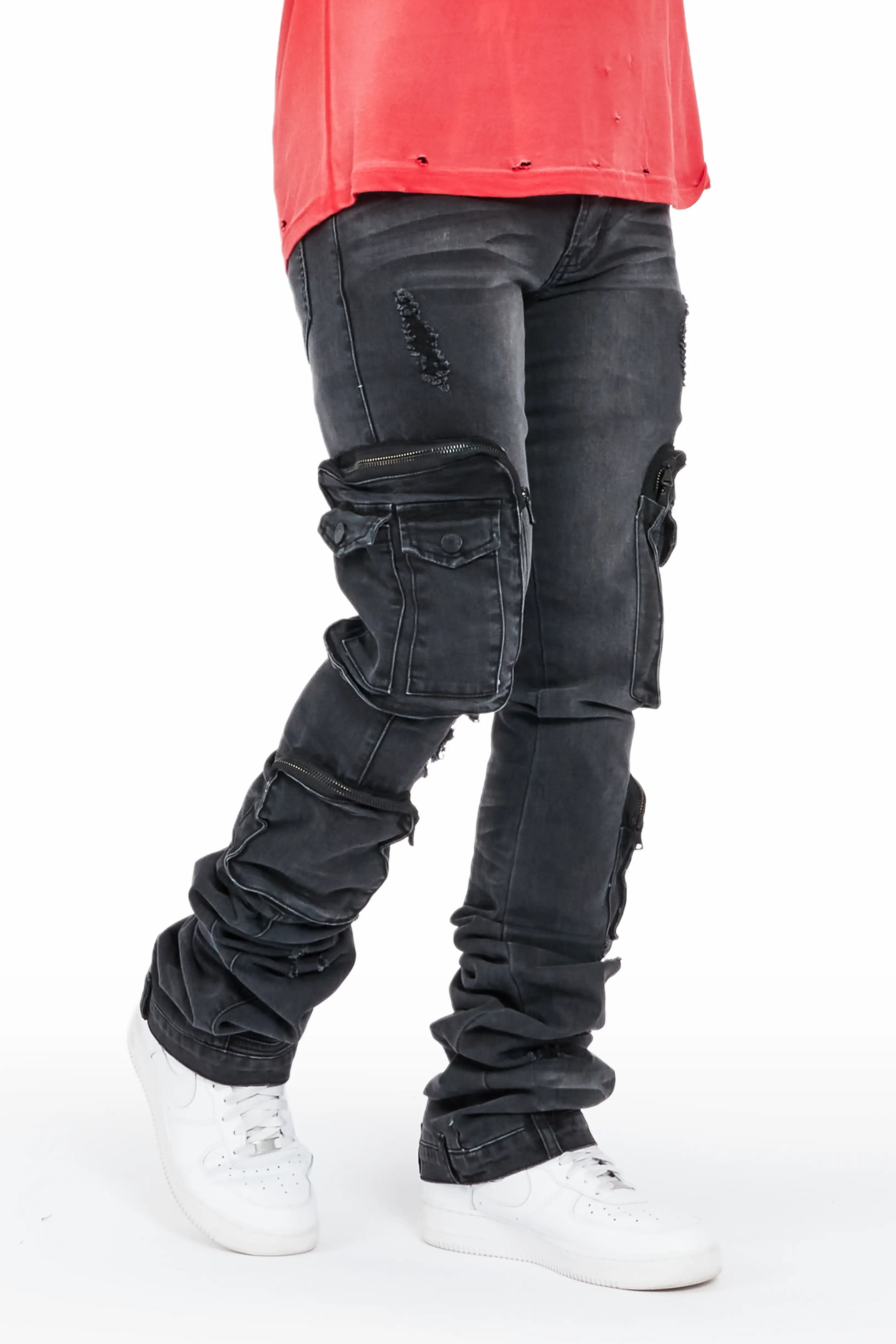 Shane Grey Wash Super Stacked Flare Jean