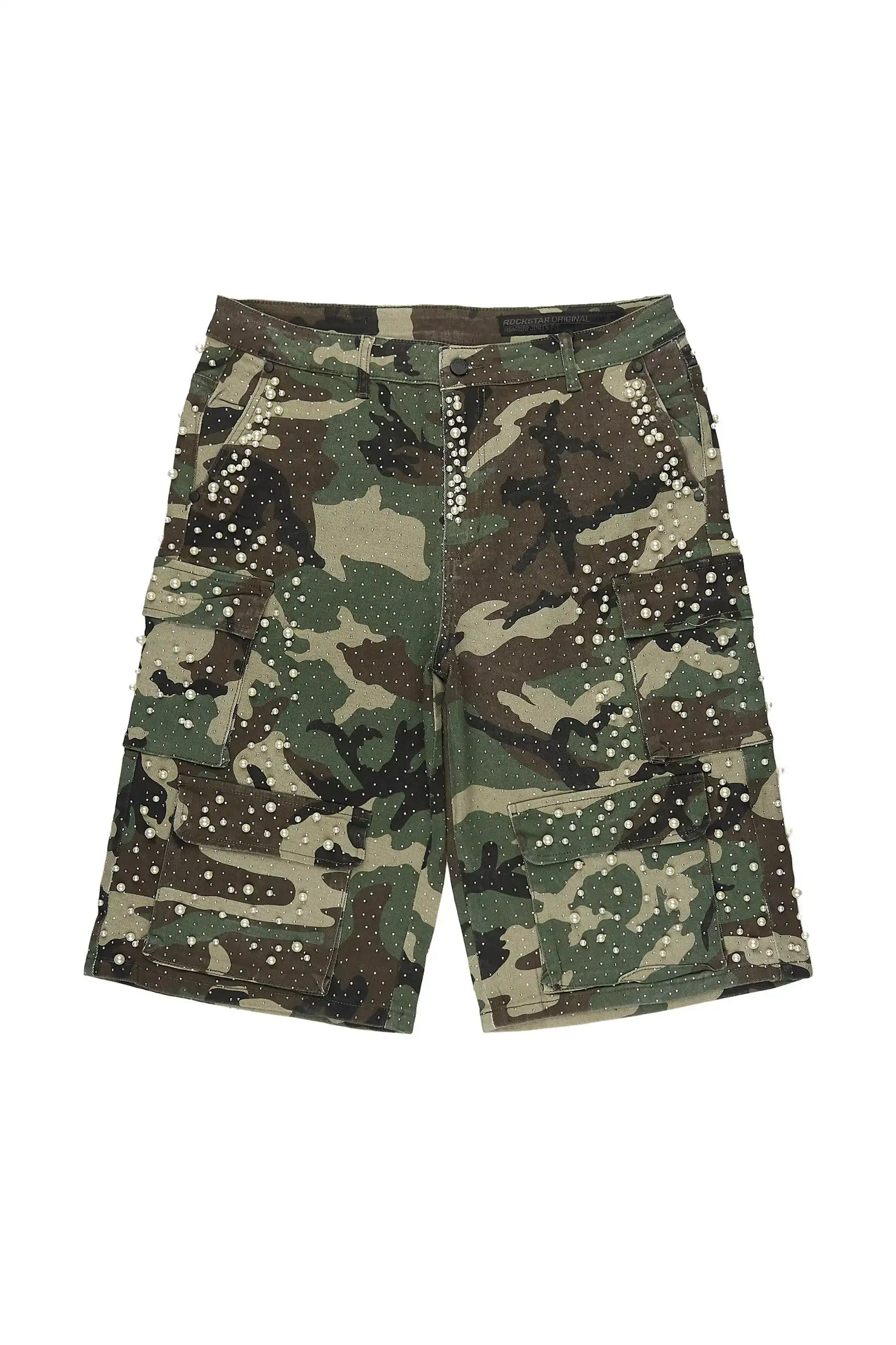 Semental Faded Camo Rhinestone Jort