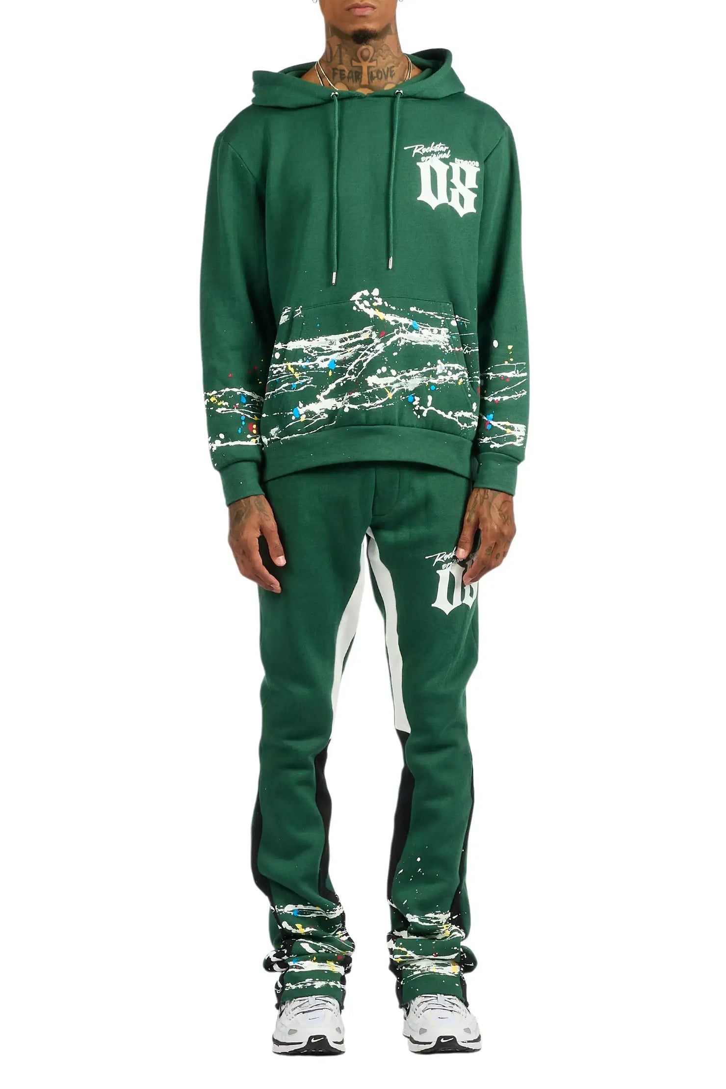 Horia Hunter Green/Multi Hoodie/Stacked Flare Track Set