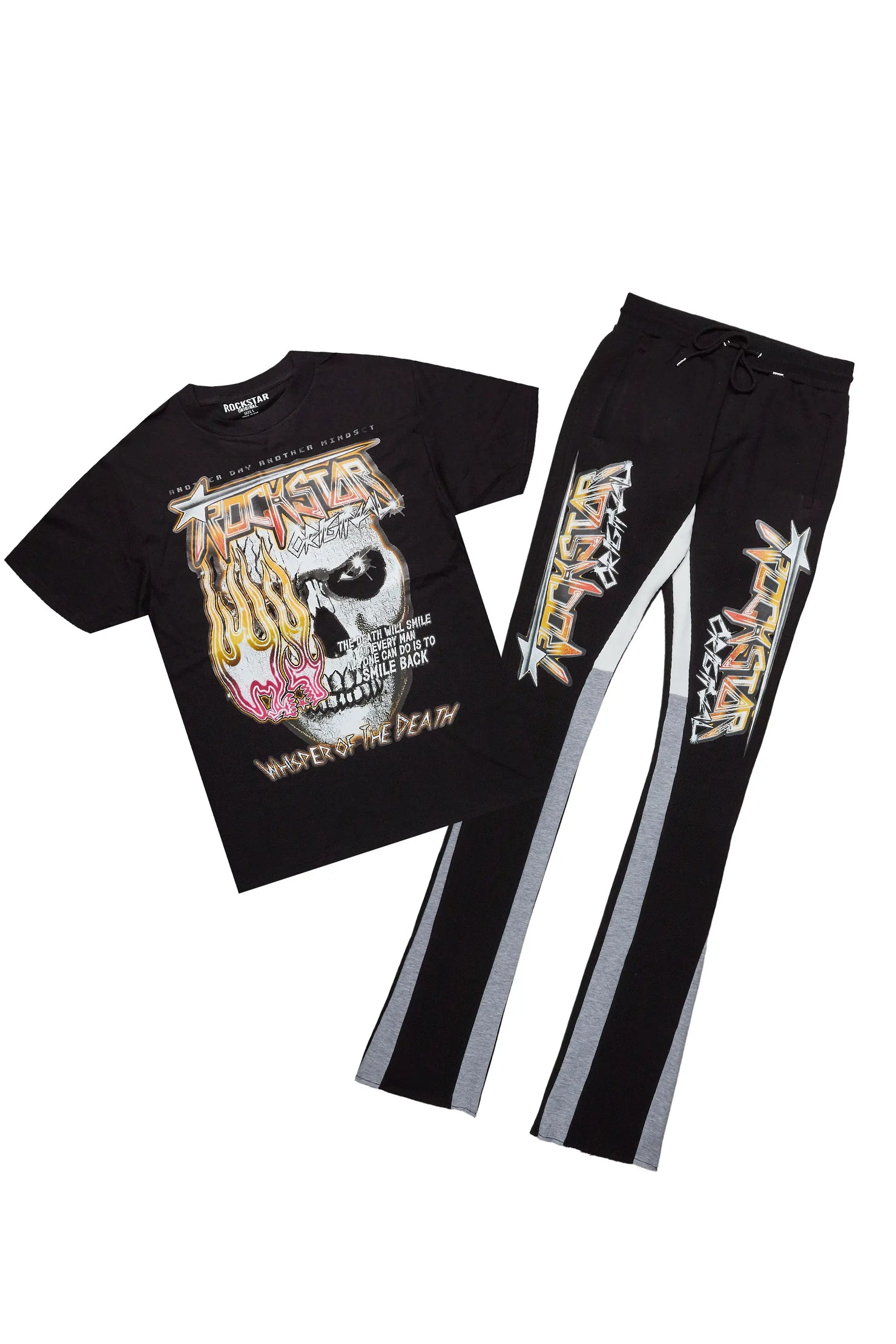 Wali Black T-Shirt Super Stacked Flare Track Set