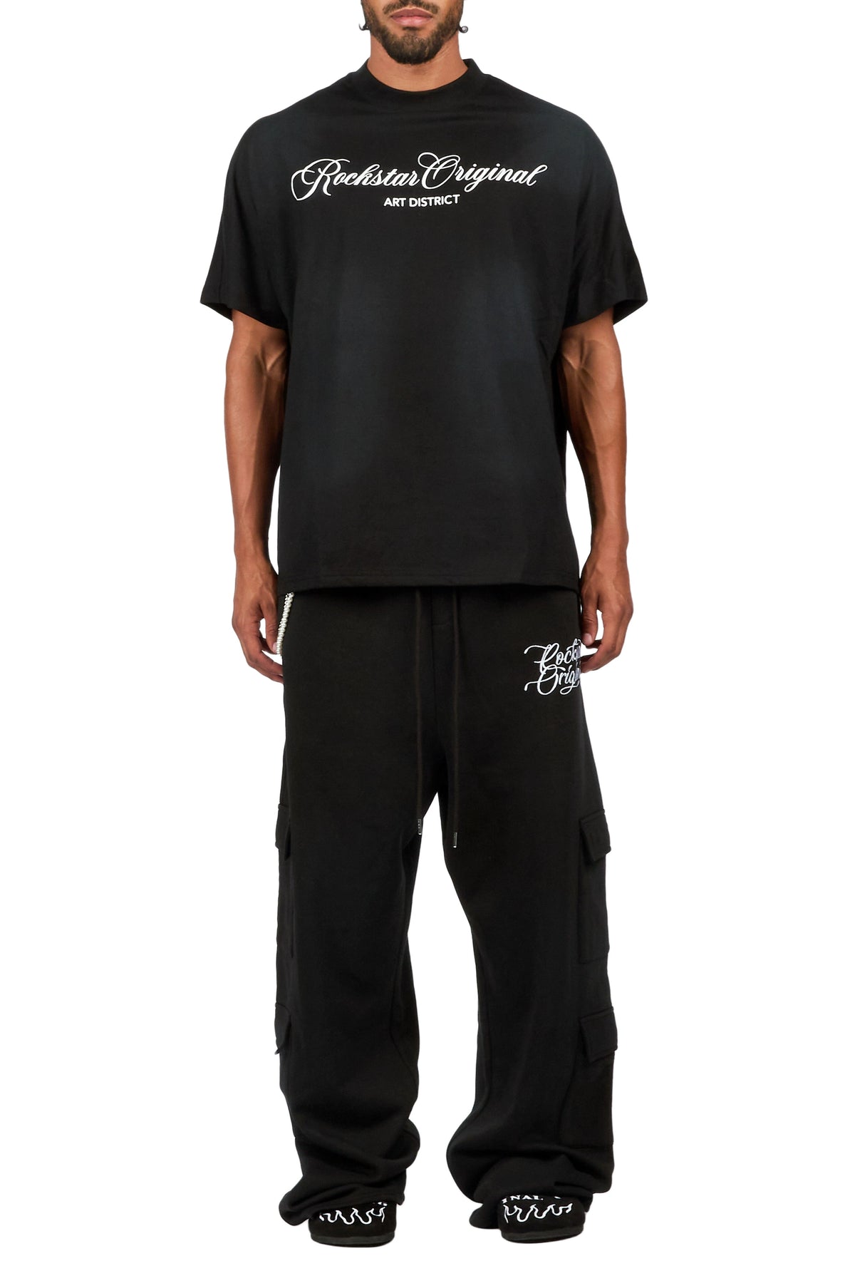 Adaty Black Chain Baggy Fit Pant