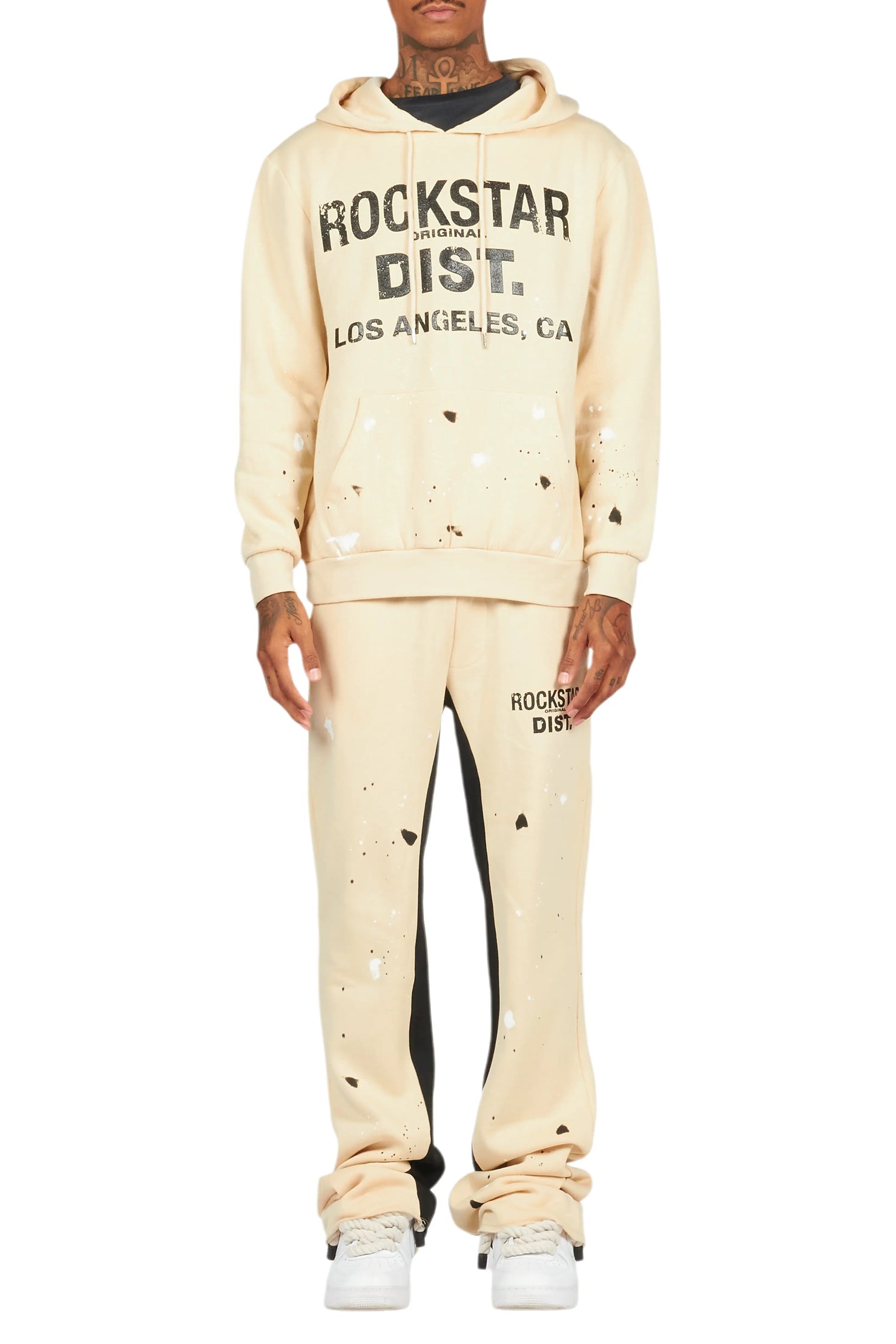 Scottie Beige Hoodie Relaxed Stacked Track Set