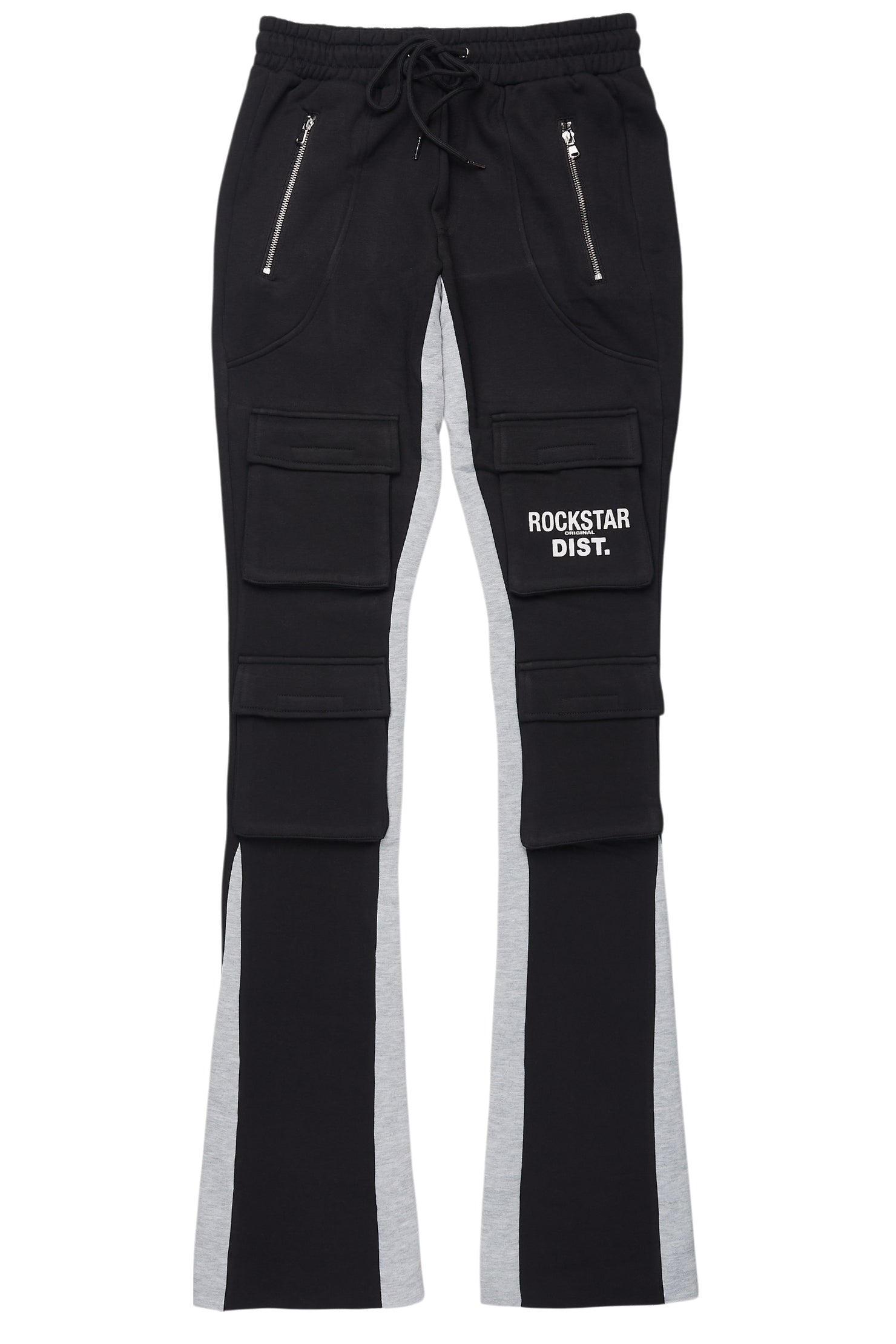 Antoon Black Stacked Flare Track Pant