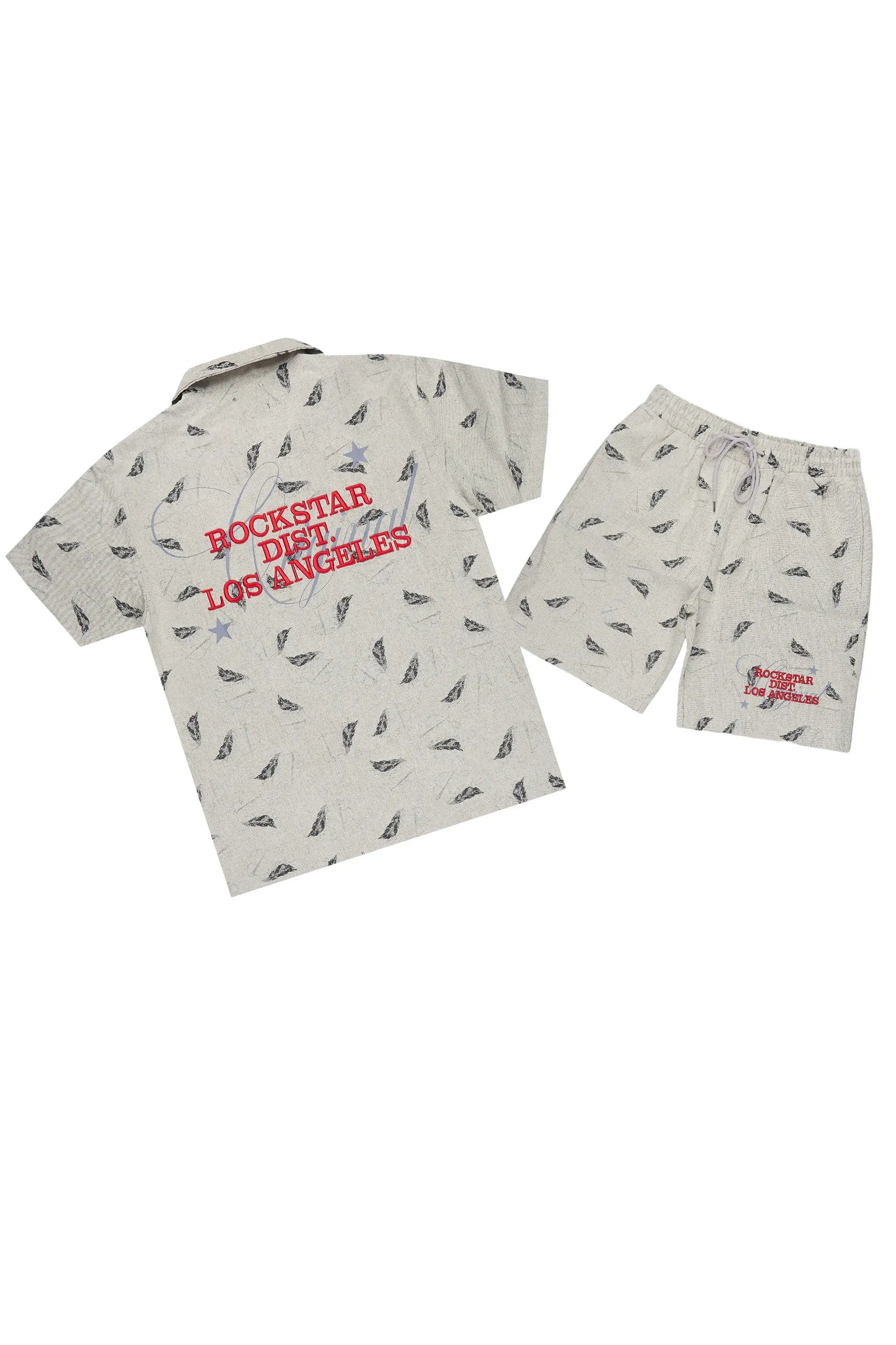 Halo Beige Button Down Shirt/Short Set