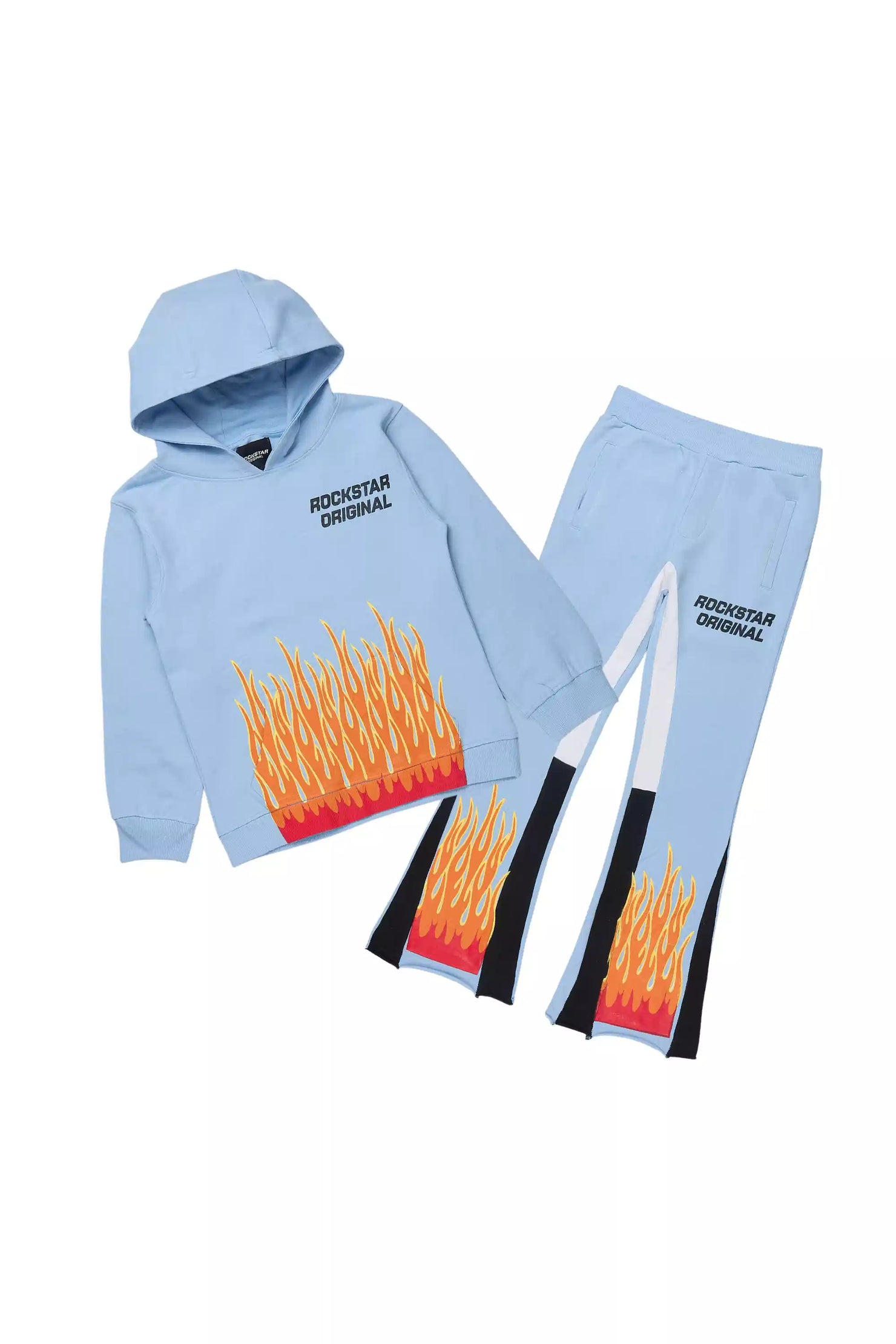 Boys Roeland Baby Blue/Red Stacked Flare Pant Set