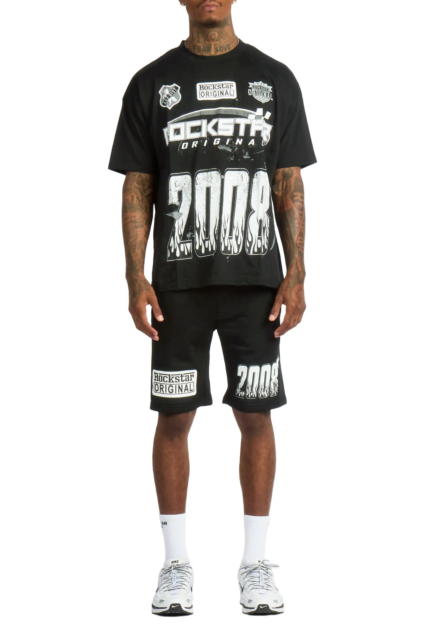 Amos Black/White Graphic T-Shirt Short Set