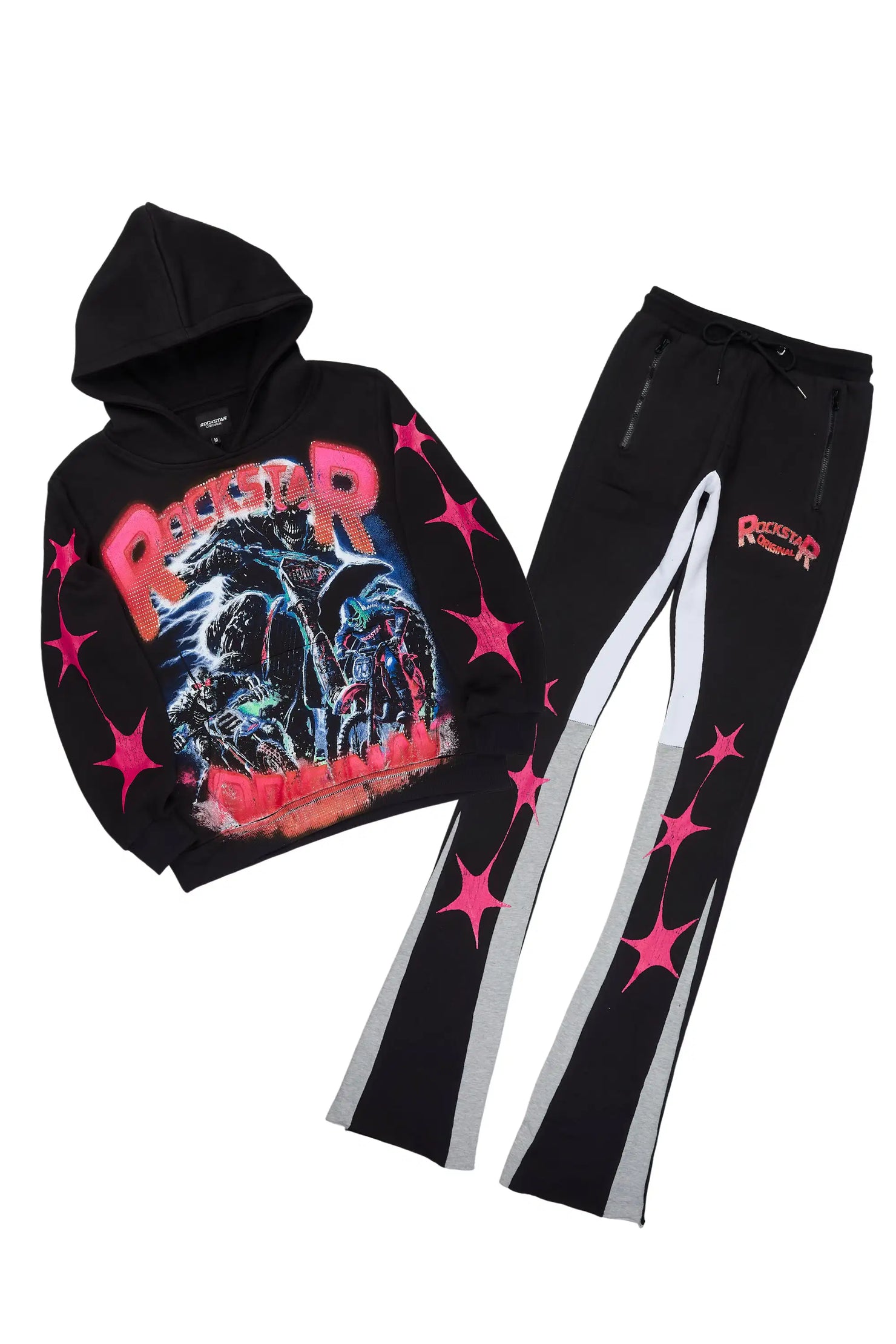 Trenzo Black/Fuchsia Hoodie/Super Stacked Track Set