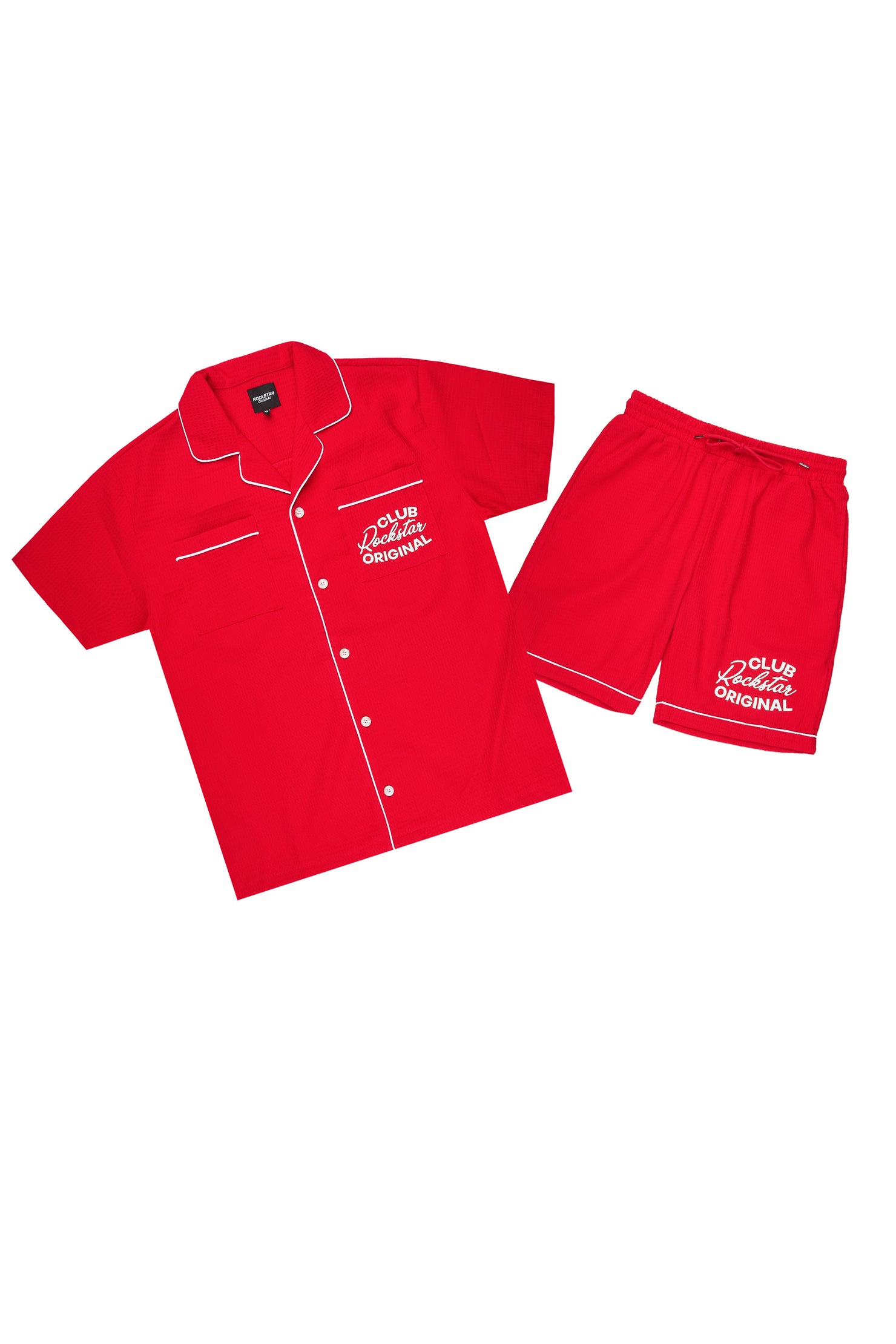 Clarence Red Button Down Shirt/Short Set
