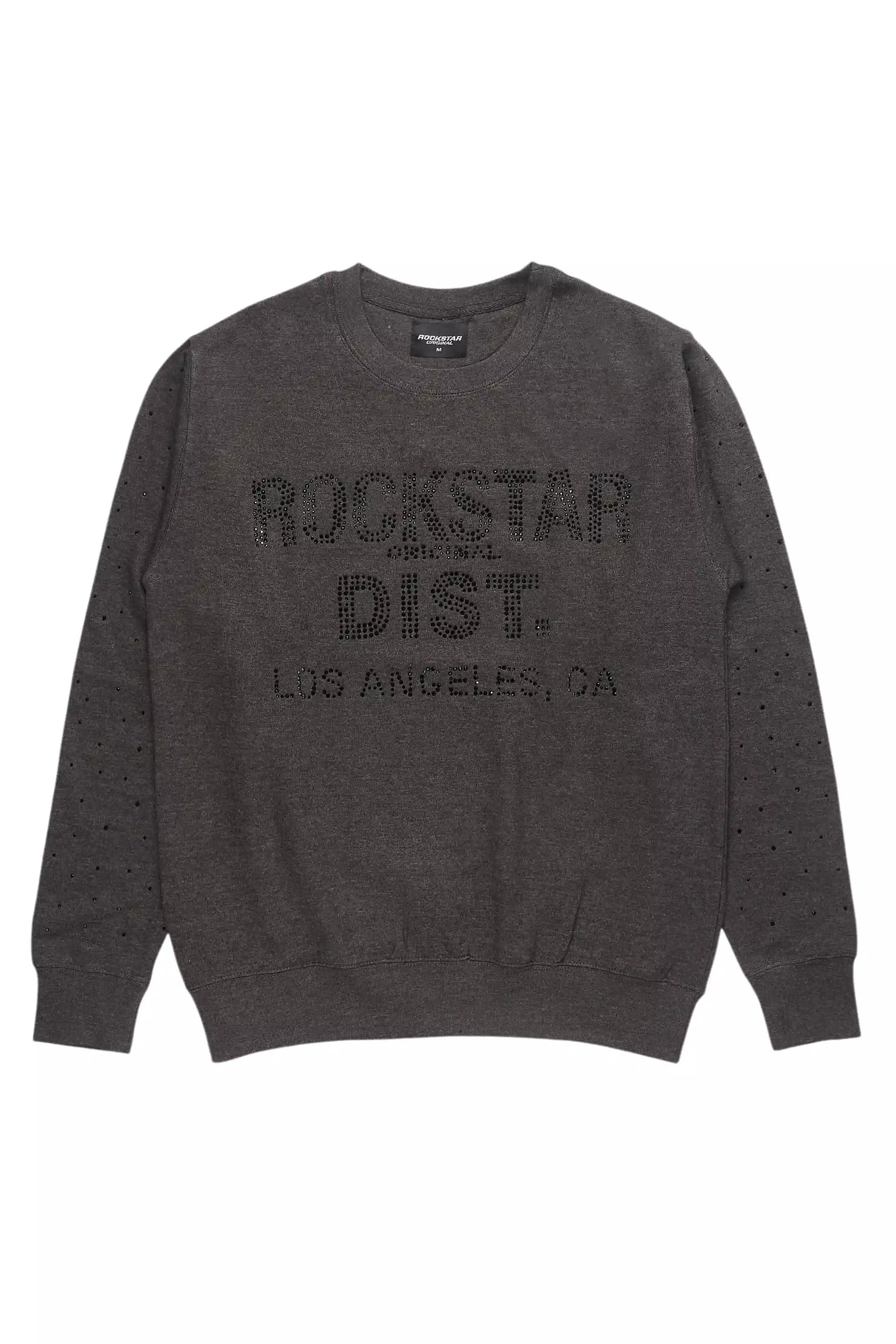 Raze Charcoal/Black Rhinestone Crewneck Sweatshirt