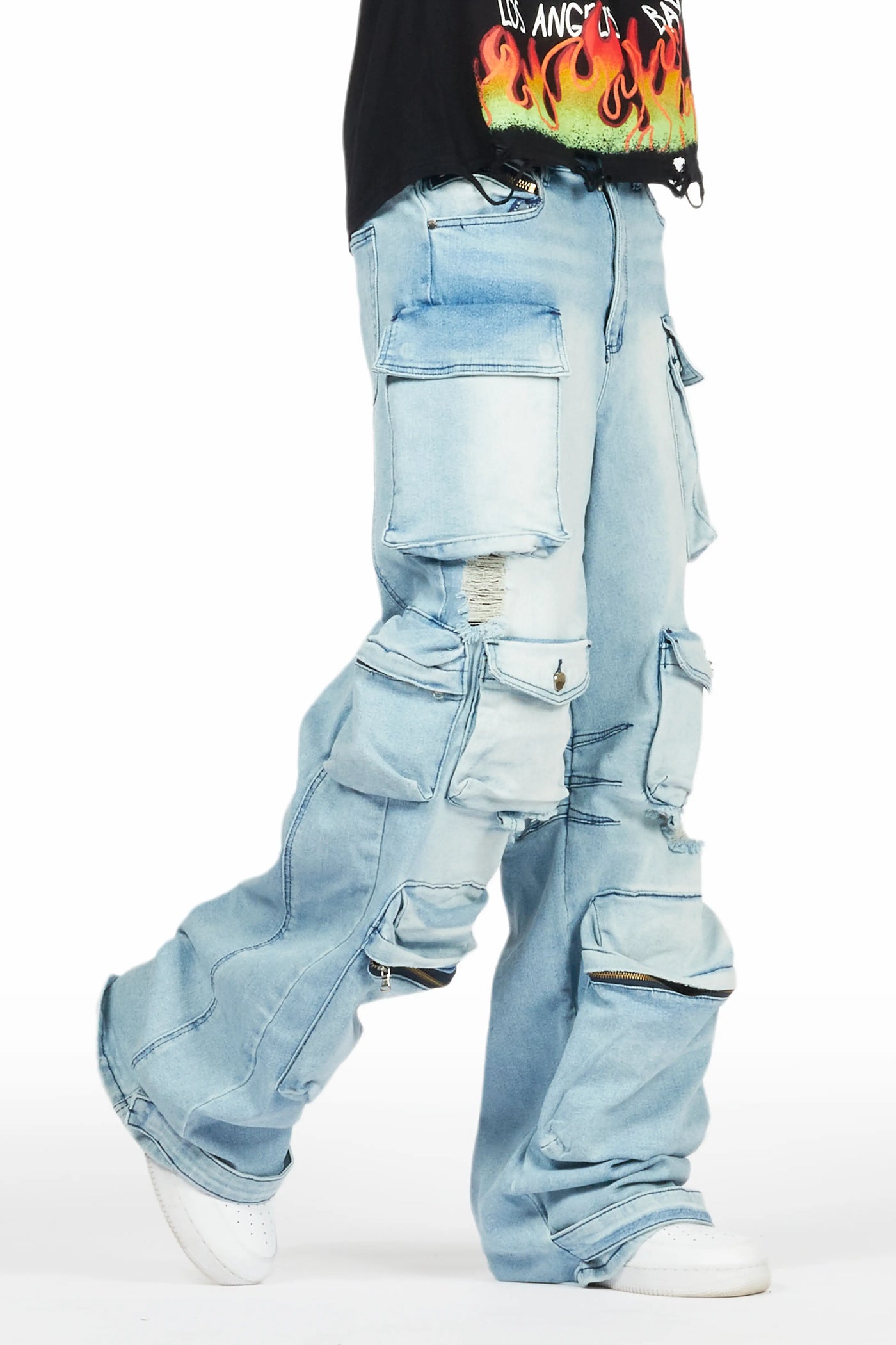 Mahesh Blue Baggy Cargo Jean– Rockstar Original