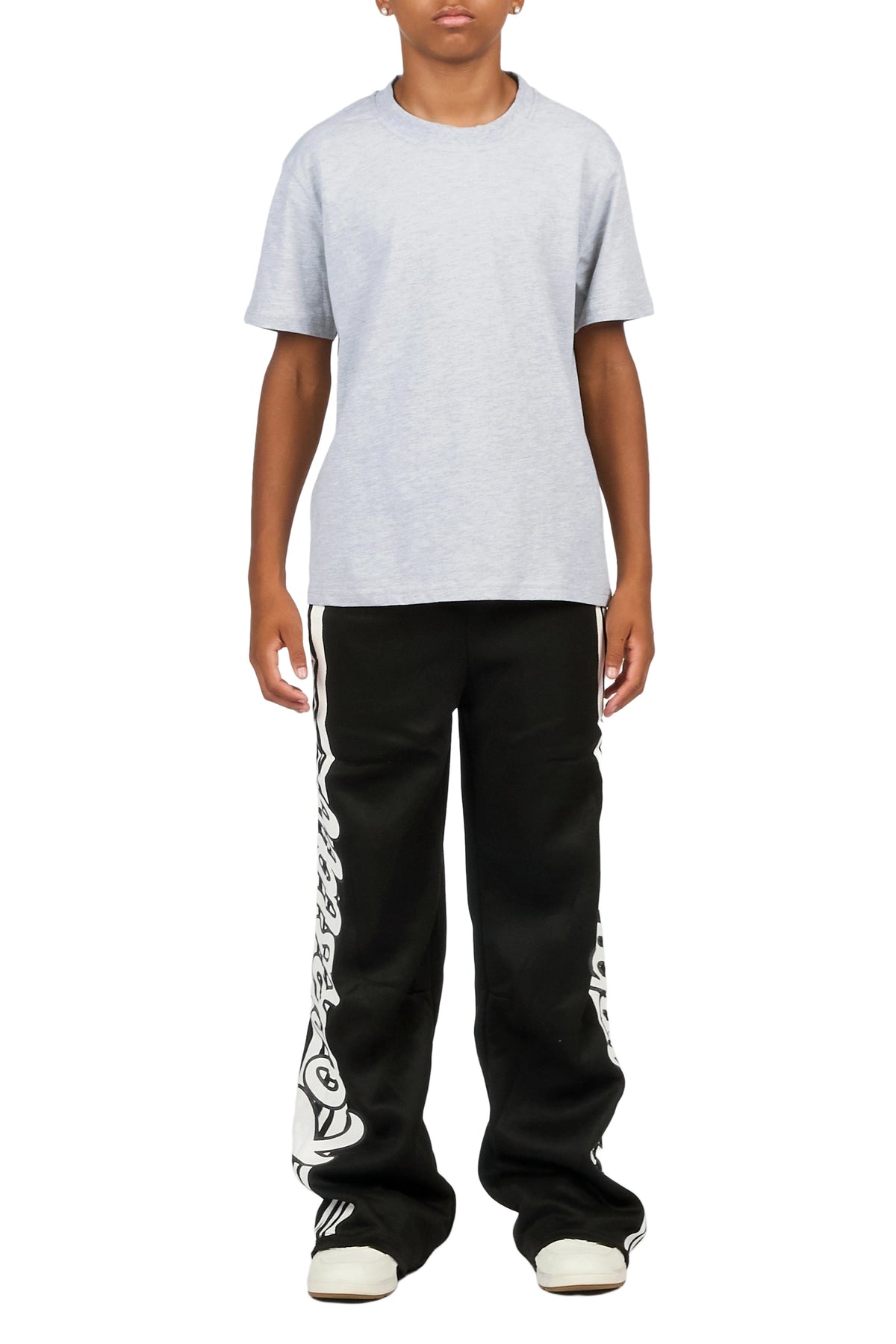 Boys Mozavi Black/White Baggy Track Pant