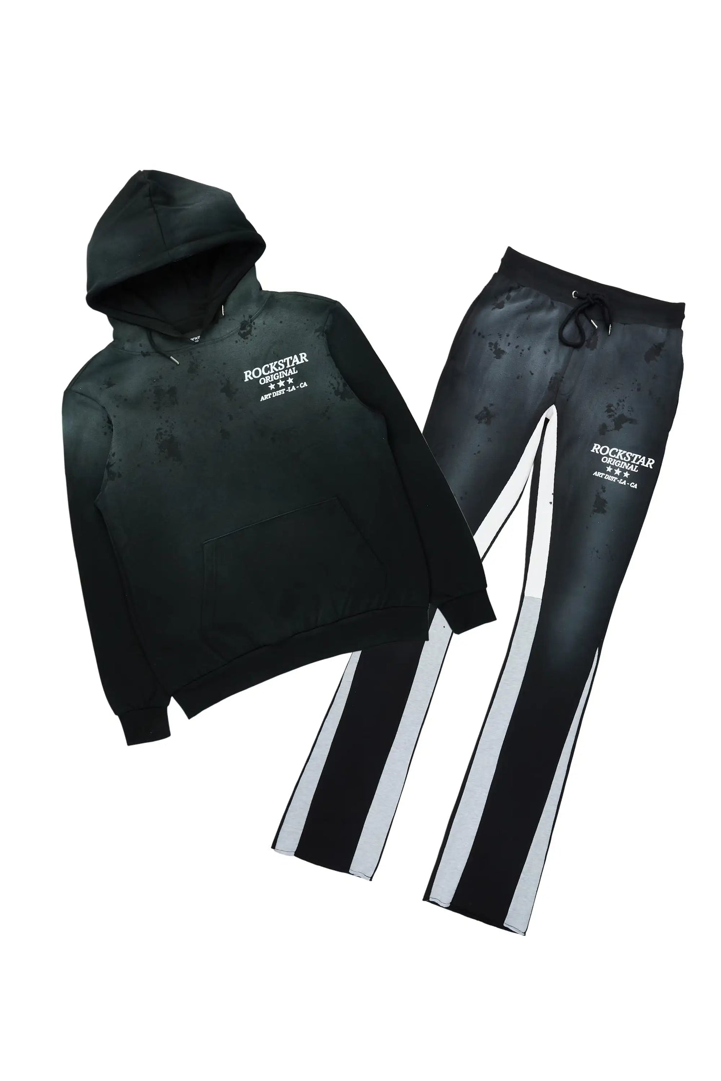 Damek Black/Grey Hoodie/Stacked Flare Track Set