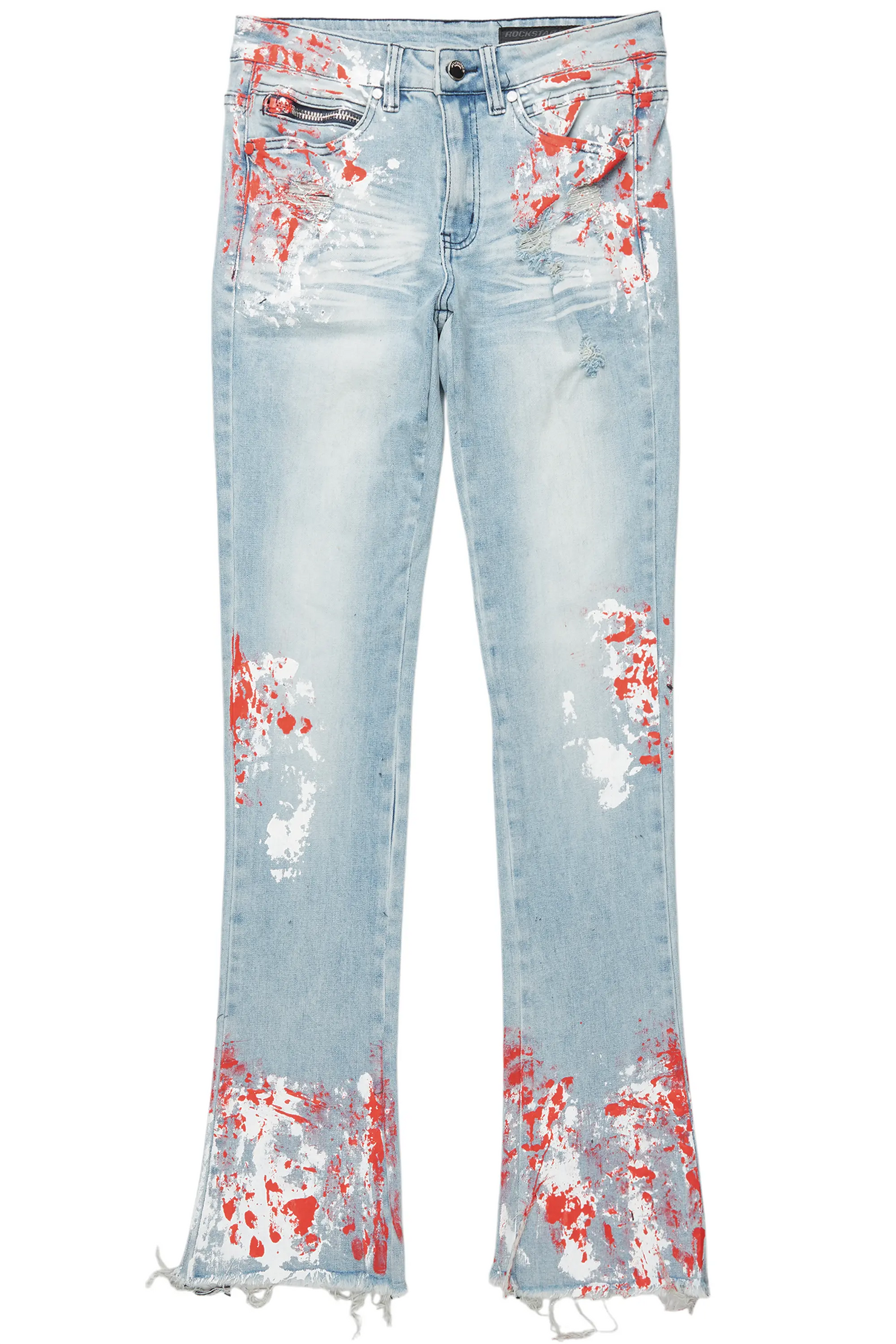 Kodak Blue/Red Painter Stacked Flare Jean