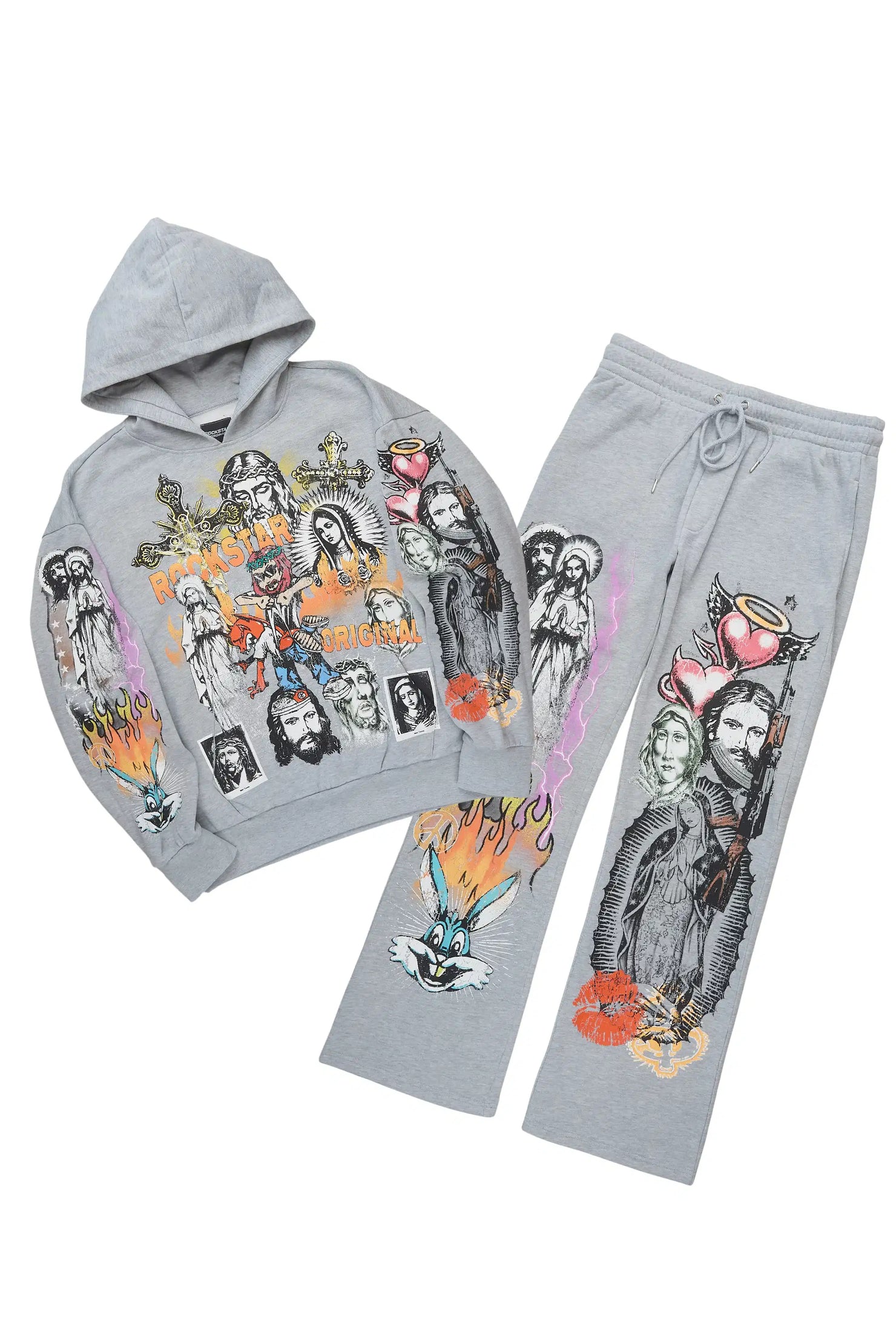 Diyos Heather Grey Hoodie/Baggy Pant Track Set