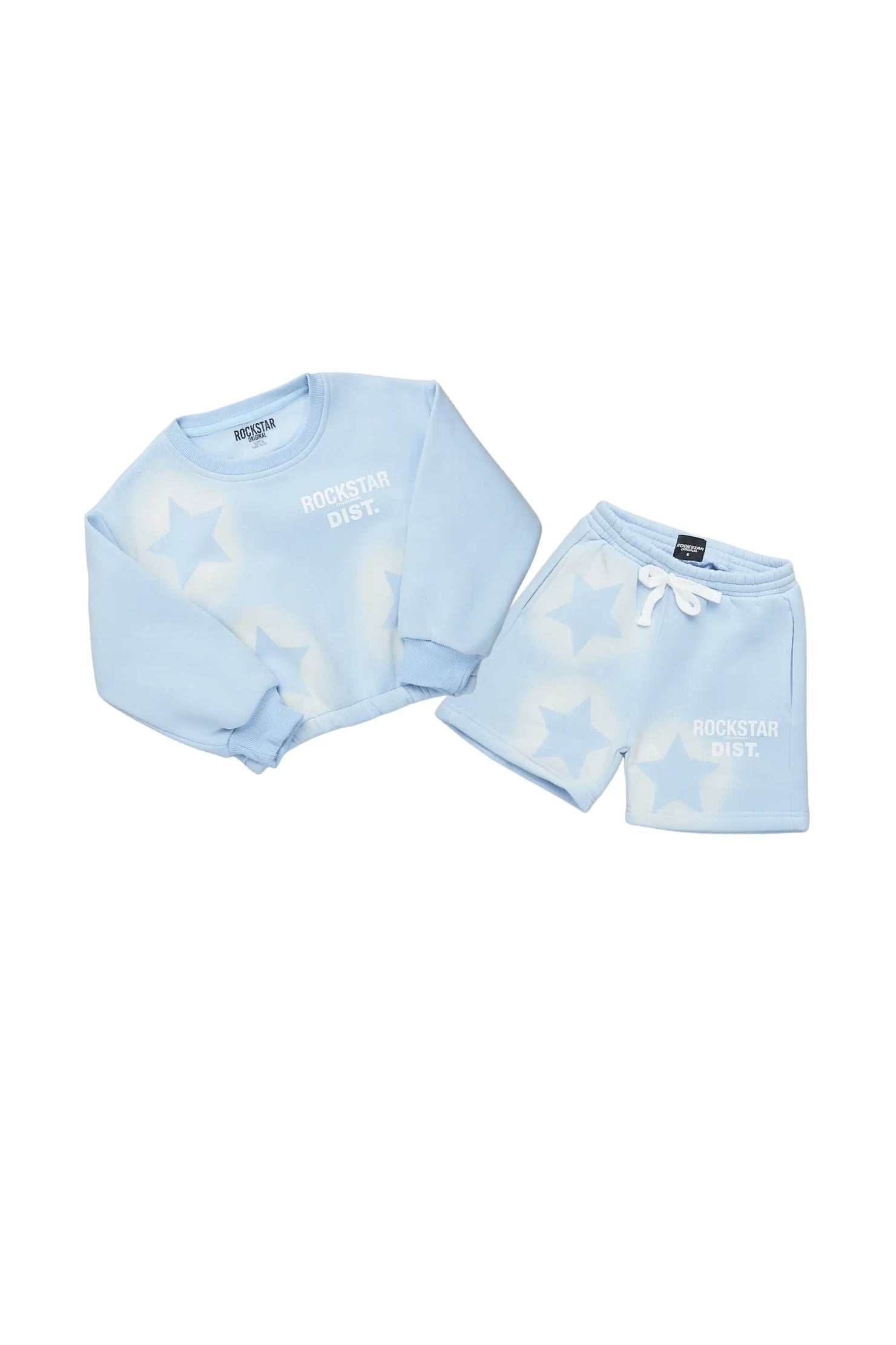 Girls Dally Light Blue Crop Top Short Set