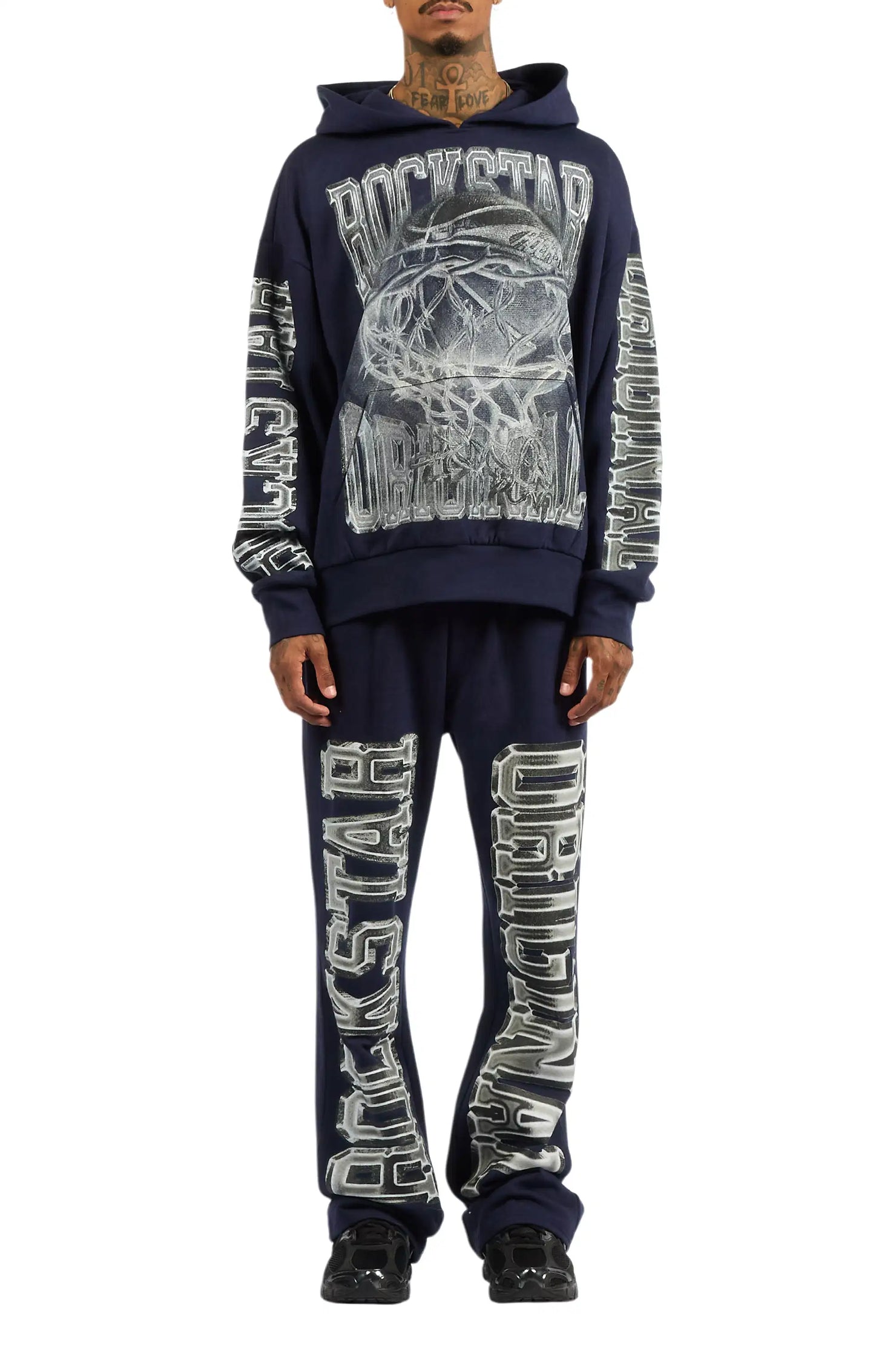 Rleague Navy Hoodie/Baggy Pant Track Set