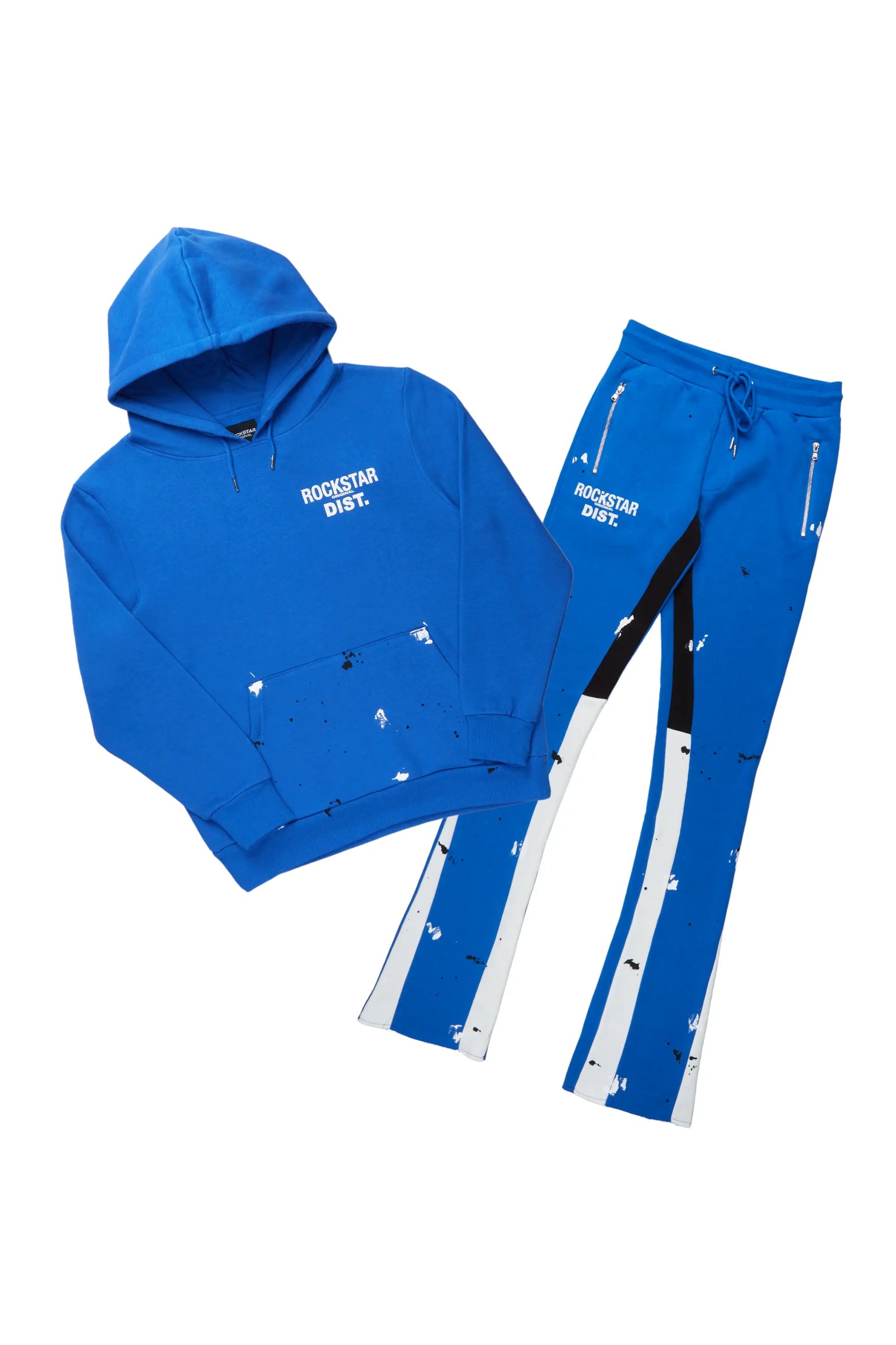 Jaco Royal Blue Hoodie Stacked Flare Pant Track Set