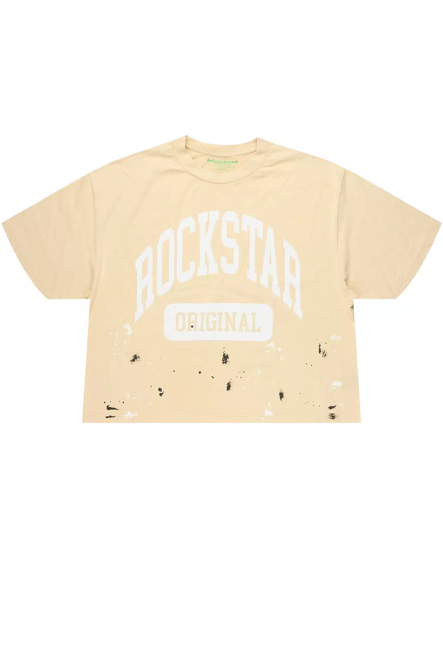 Rainer Beige/White Boxy Crop T-Shirt